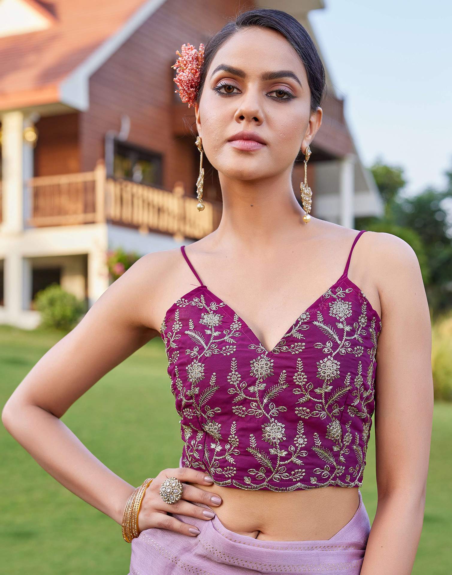 Light Purple Georgette Foil Printed Saree