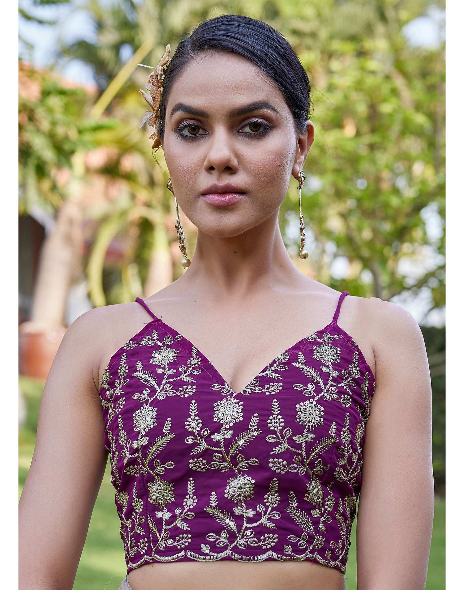 Beige Georgette Foil Printed Saree