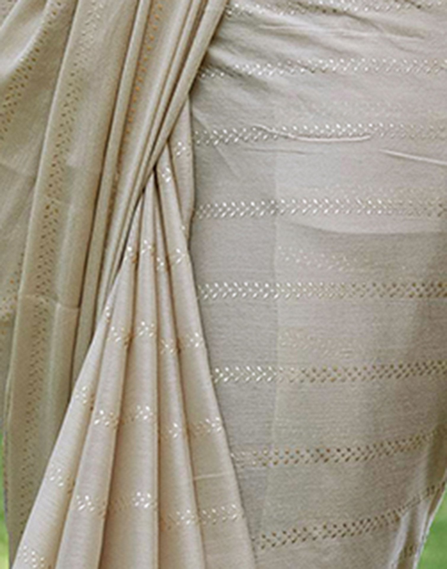 Beige Georgette Foil Printed Saree