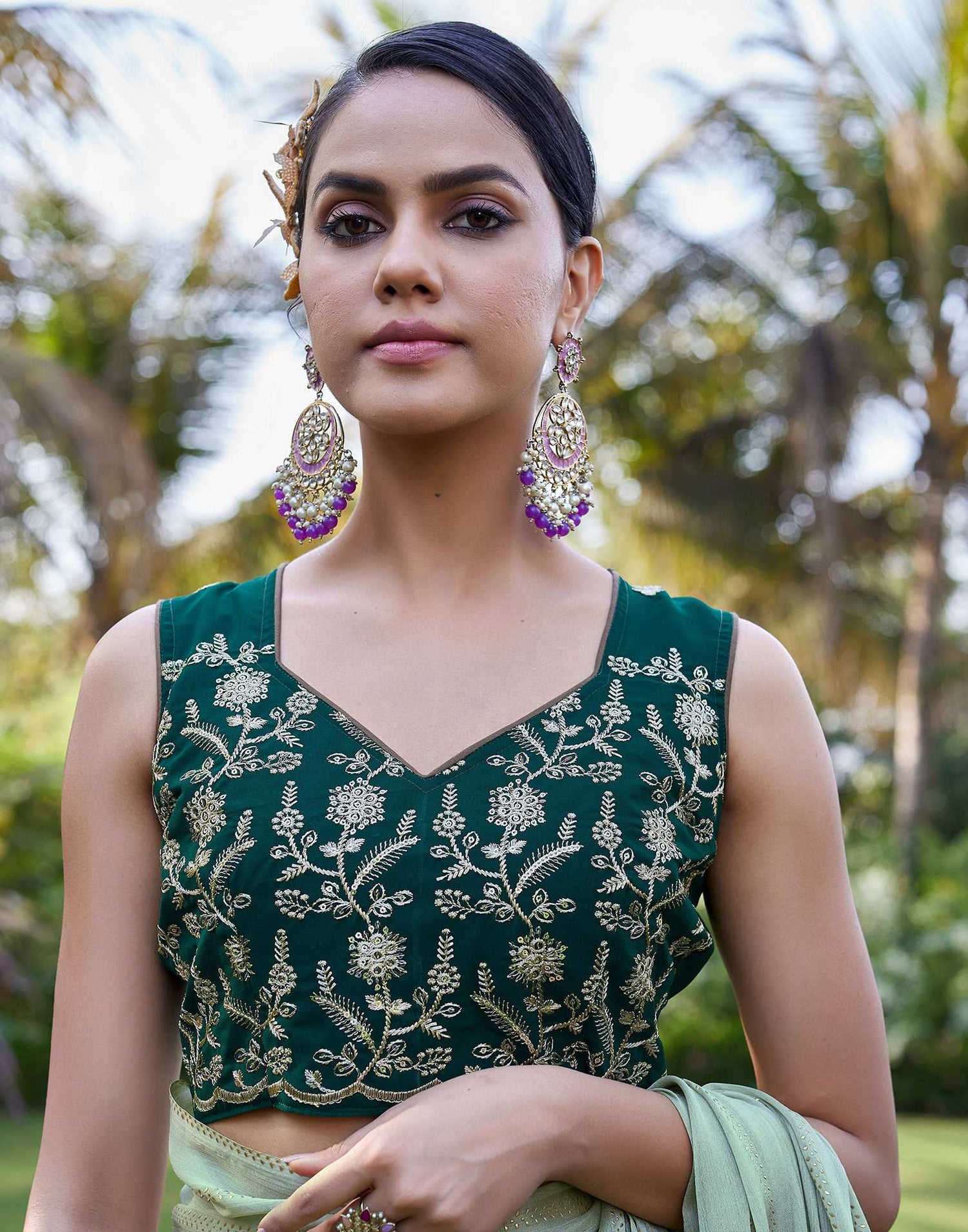 Light Green Georgette Foil Printed Saree