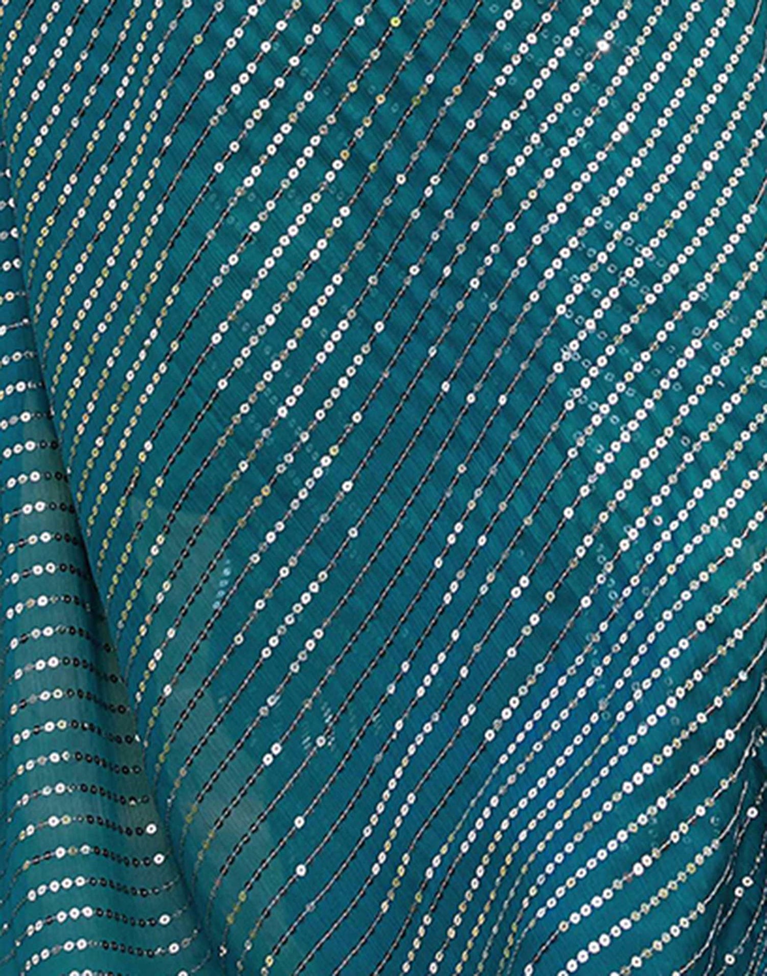 Rama Green Satin Sequence Saree