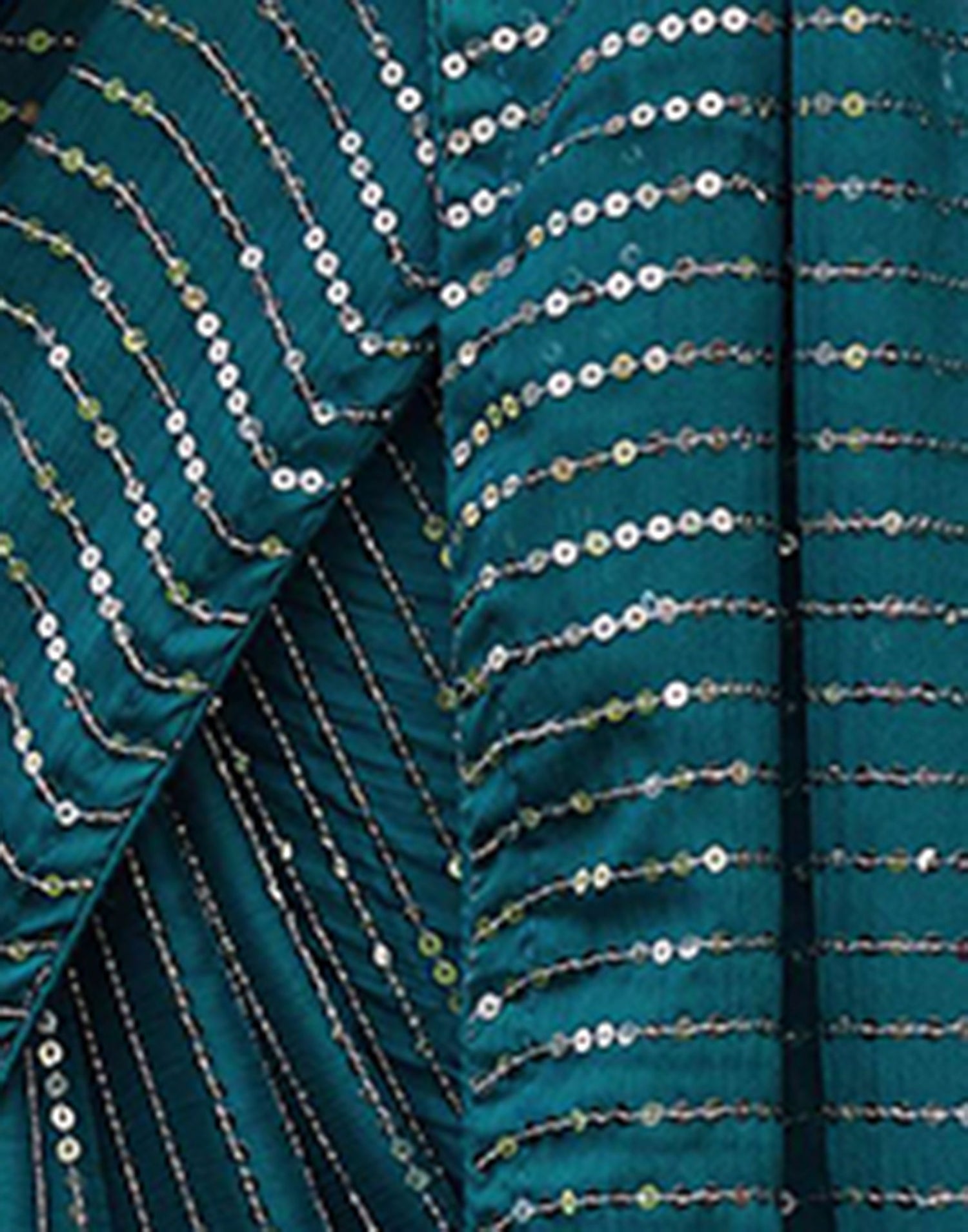 Rama Green Satin Sequence Saree