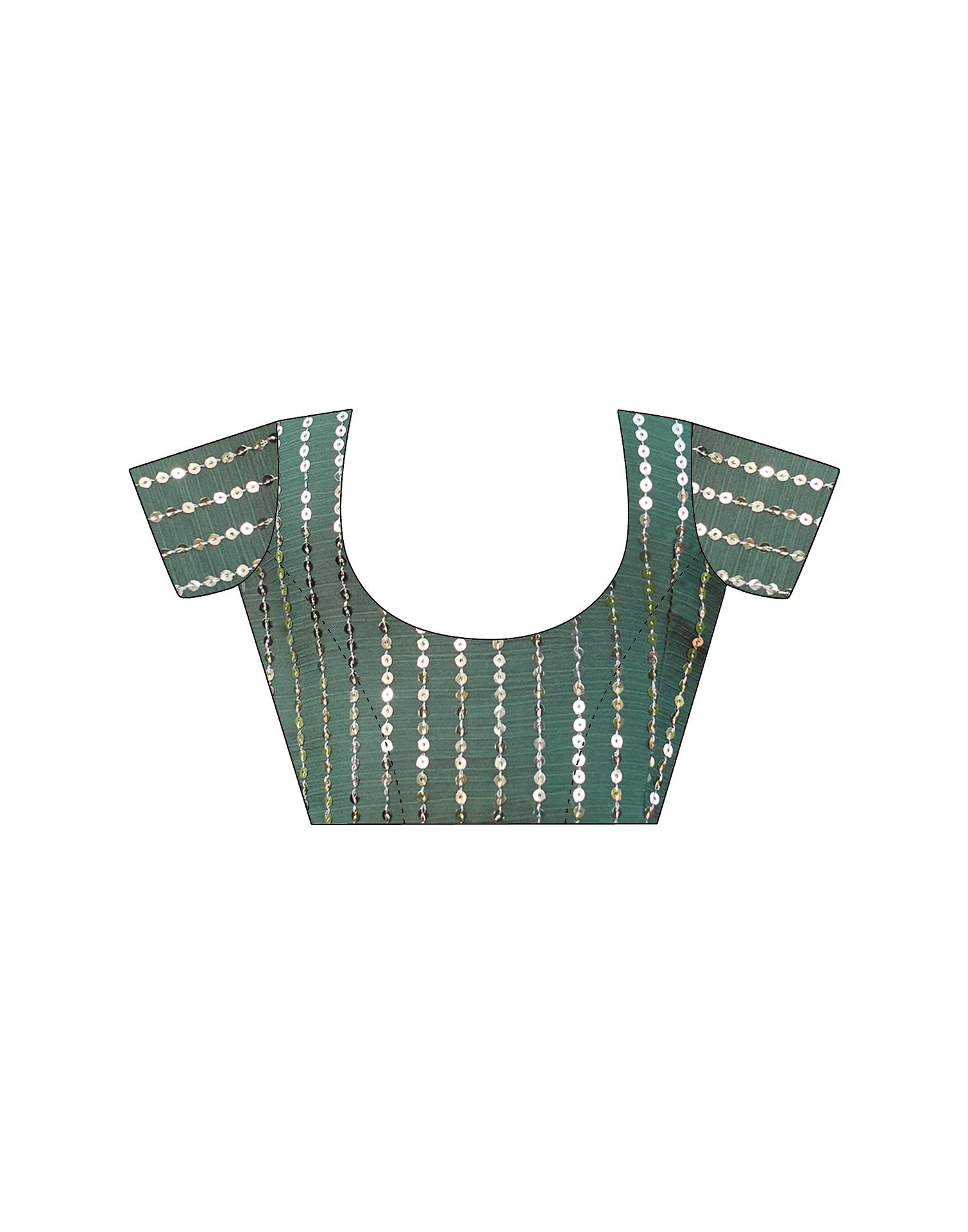Dusty Green Satin Sequence Saree