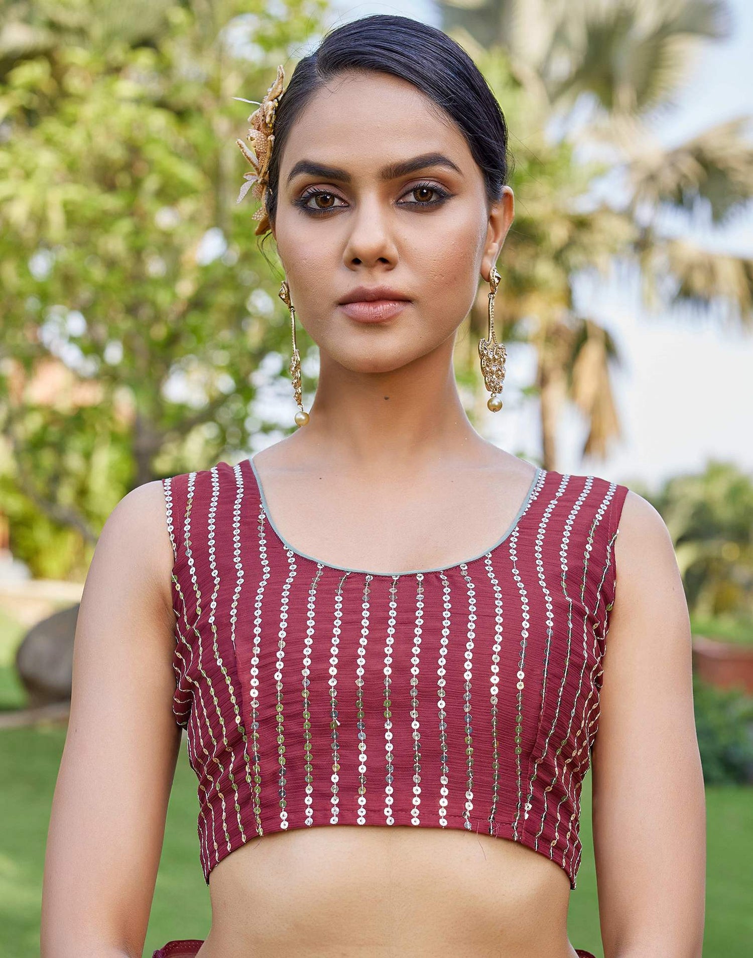 Purple Chiffon Sequence Saree