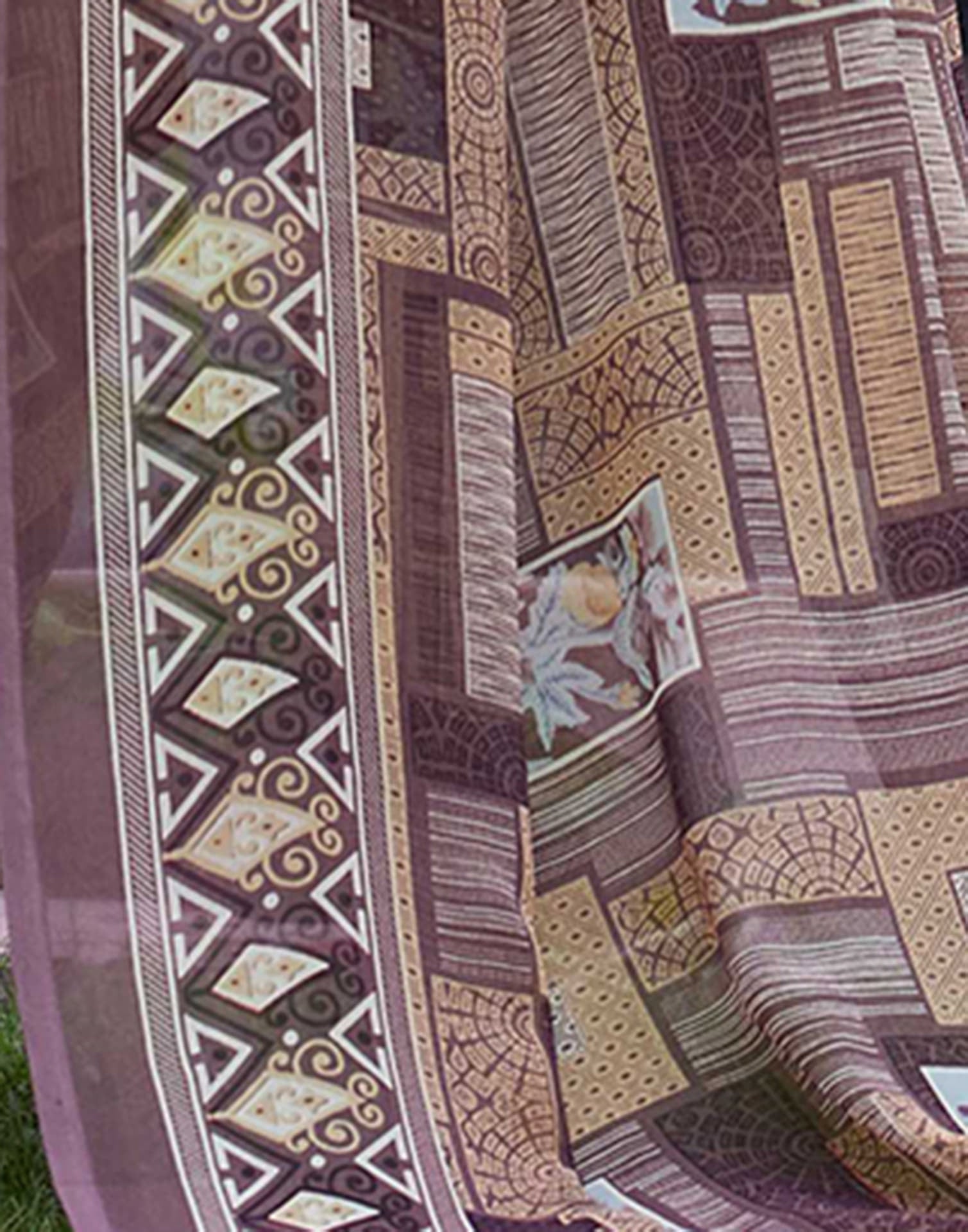 Brown Georgette Printed Saree