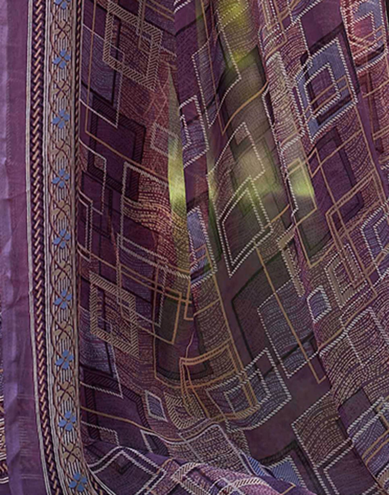 Dusty Purple Georgette Printed Saree