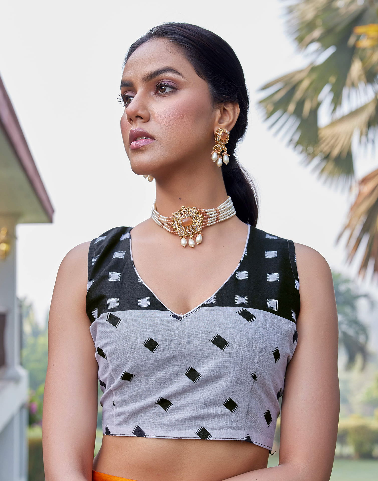 Black Cotton Printed Saree