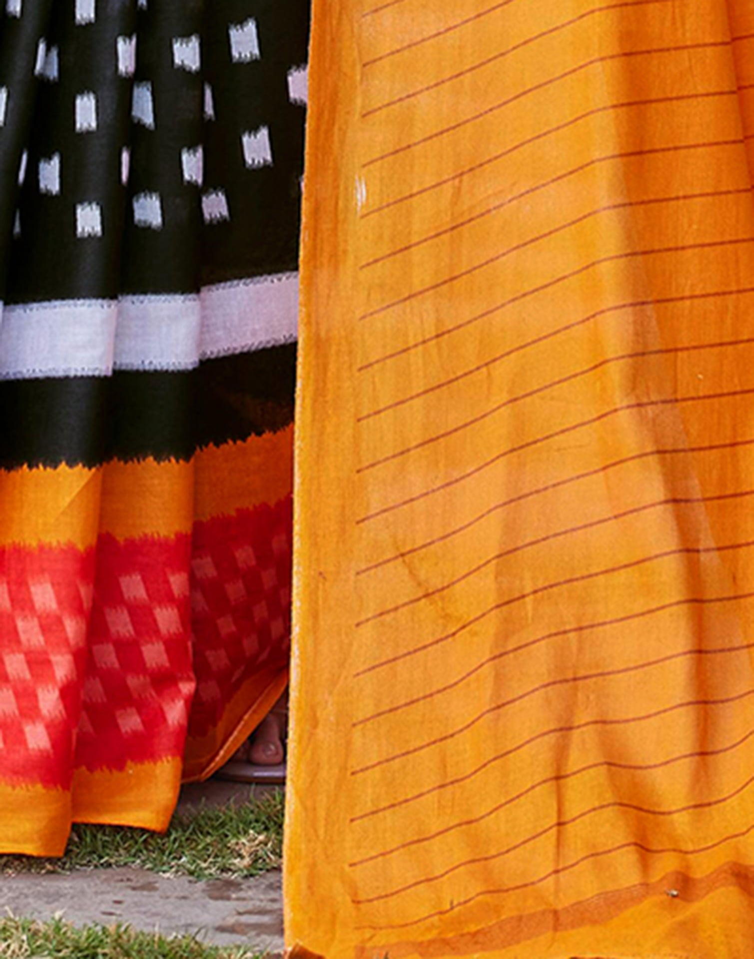 Black Cotton Printed Saree