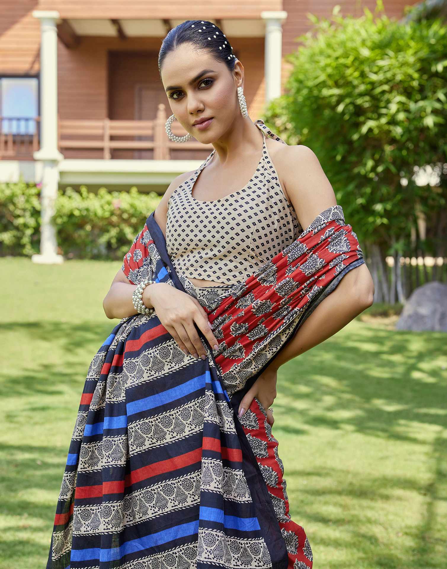 Red Cotton Printed Saree