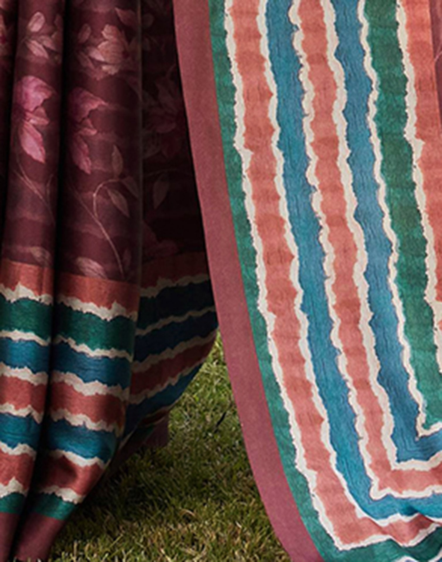 Chestnut Brown Satin Printed Saree
