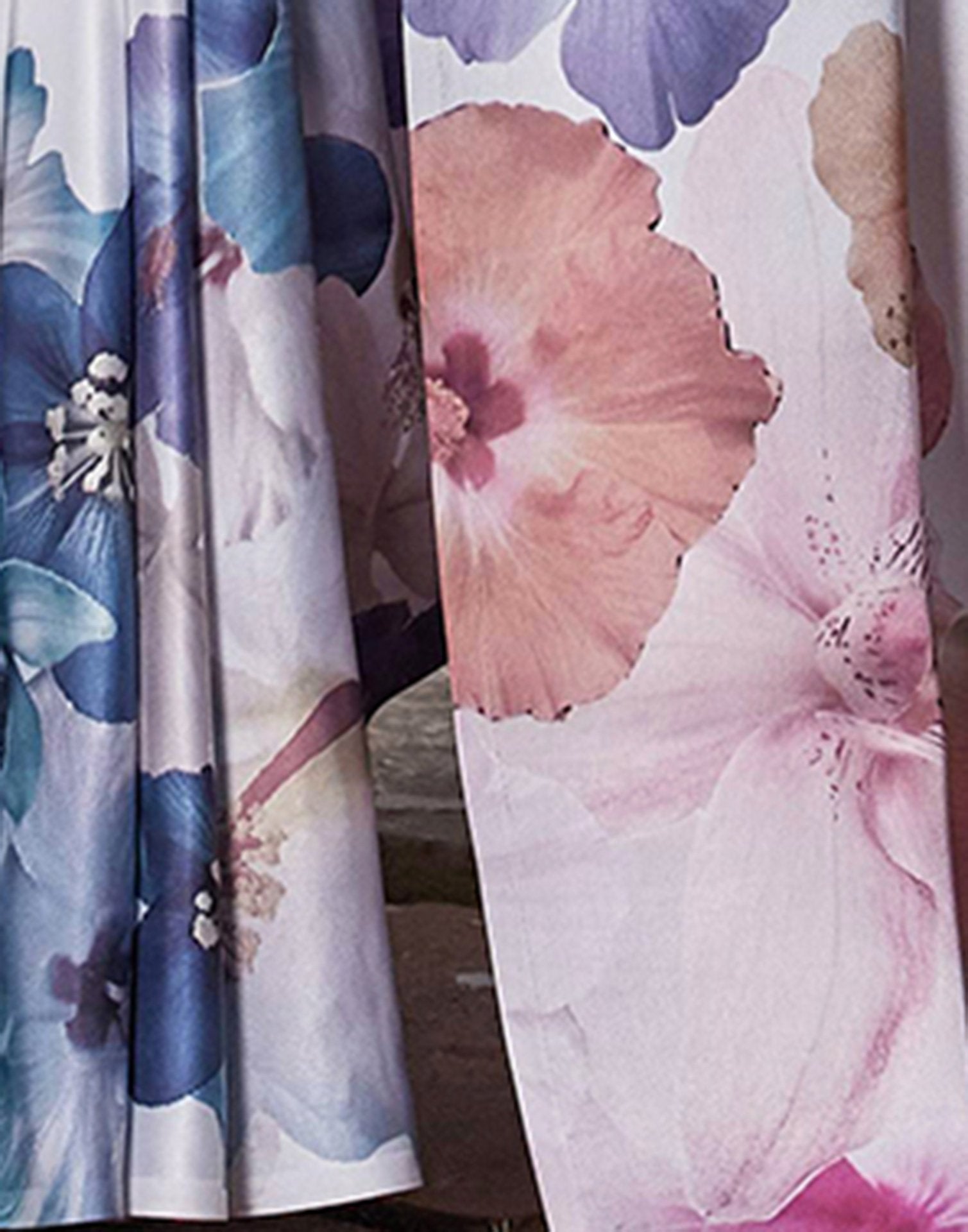 White Satin Floral Printed Saree