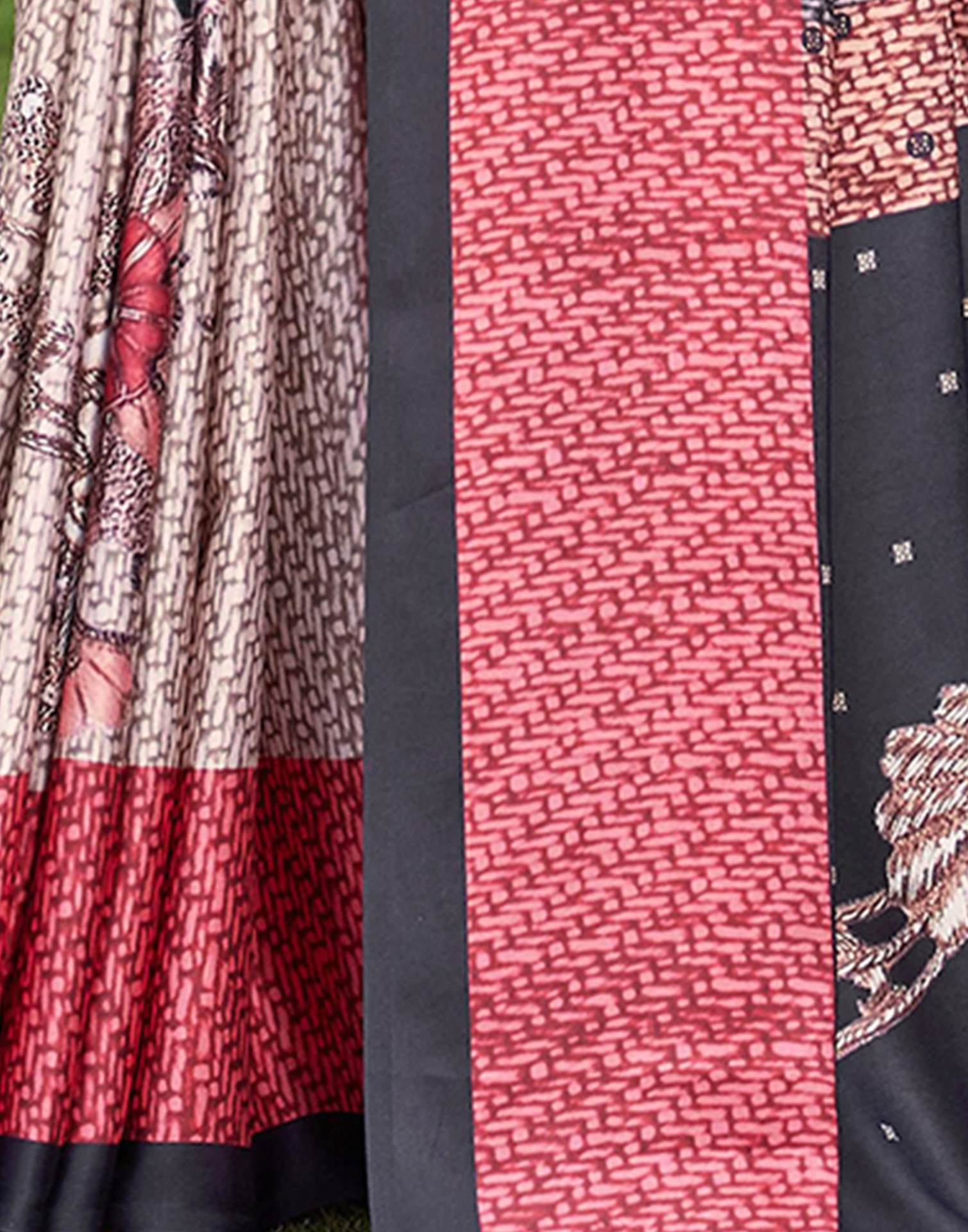 Multicoloured Satin Printed Saree