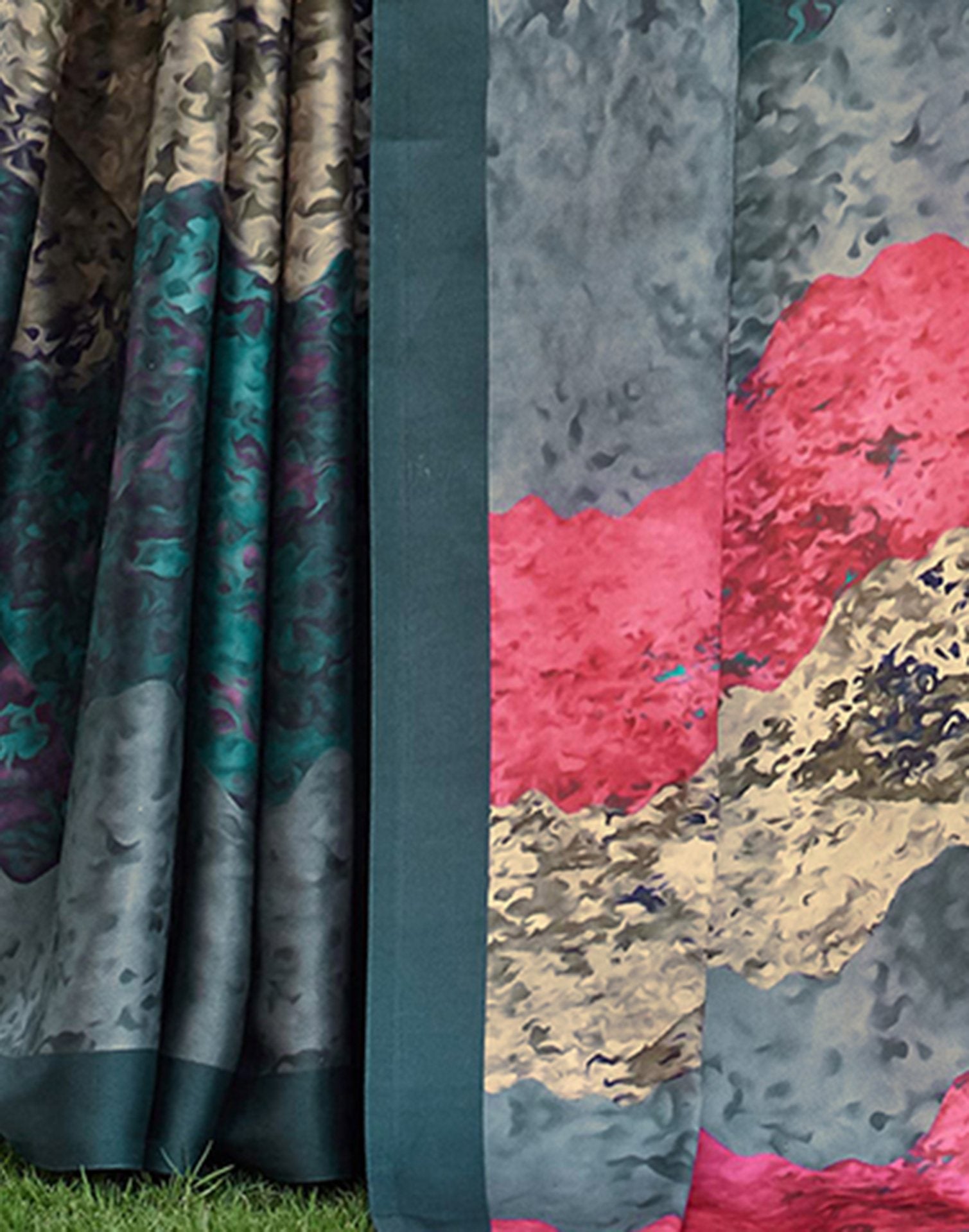 Multicoloured Satin Printed Saree