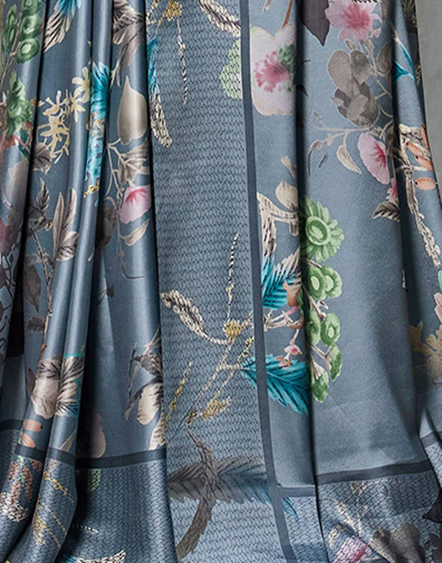 Grey Satin Floral Printed Saree