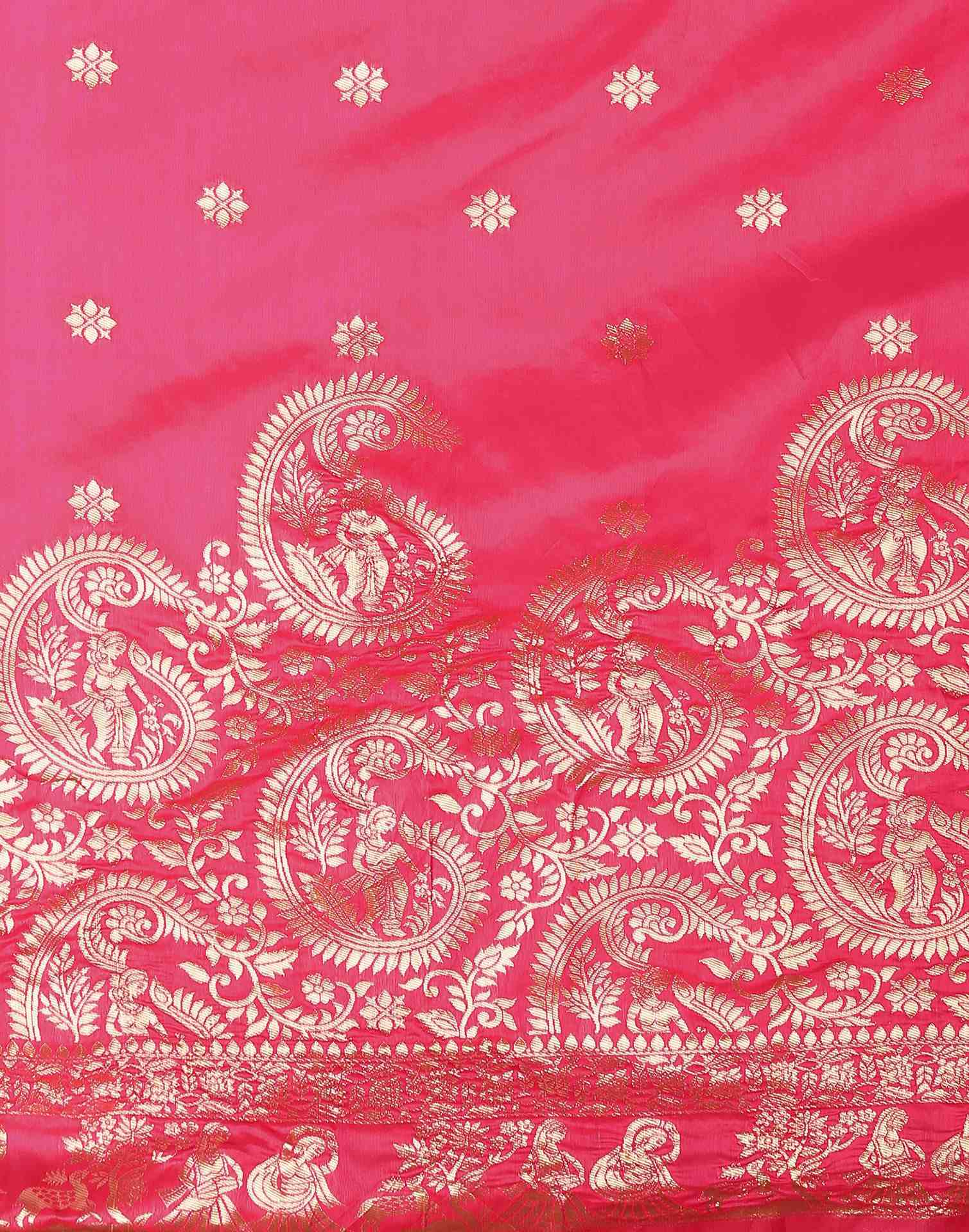 Bright Pink Silk Woven Banarasi Saree