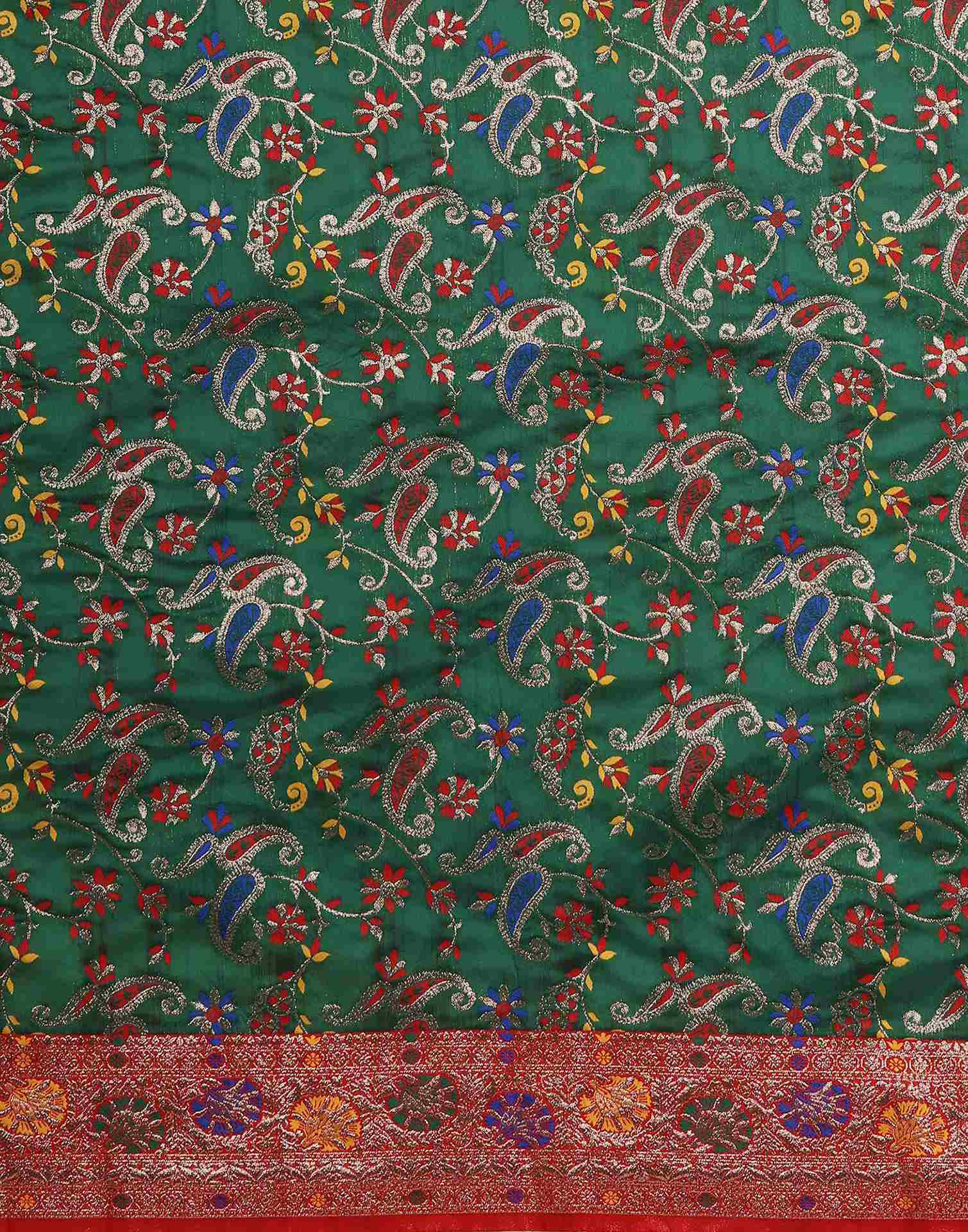 Dark Green Silk Woven Banarasi Saree
