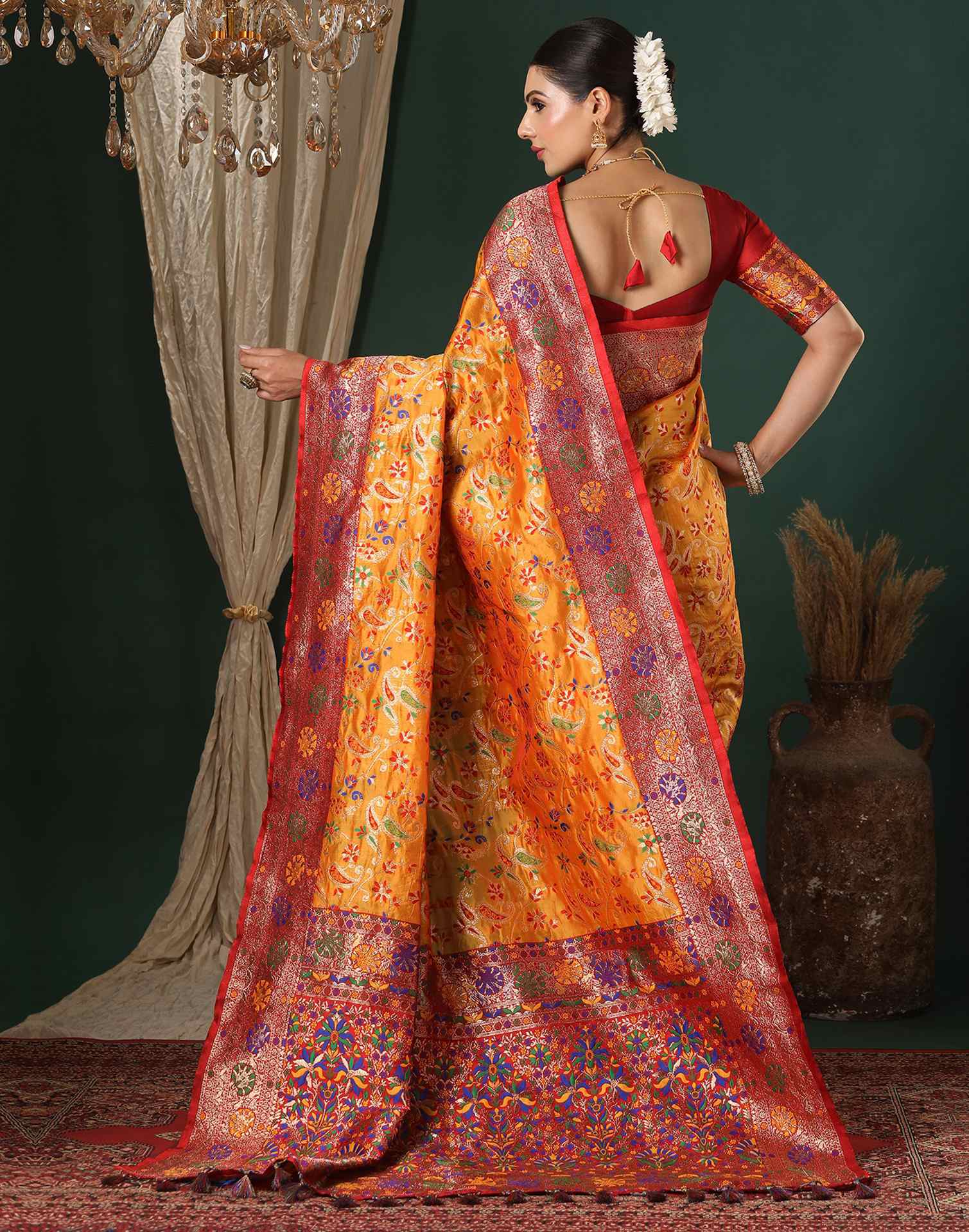 Turmeric Yellow Silk Woven Banarasi Saree