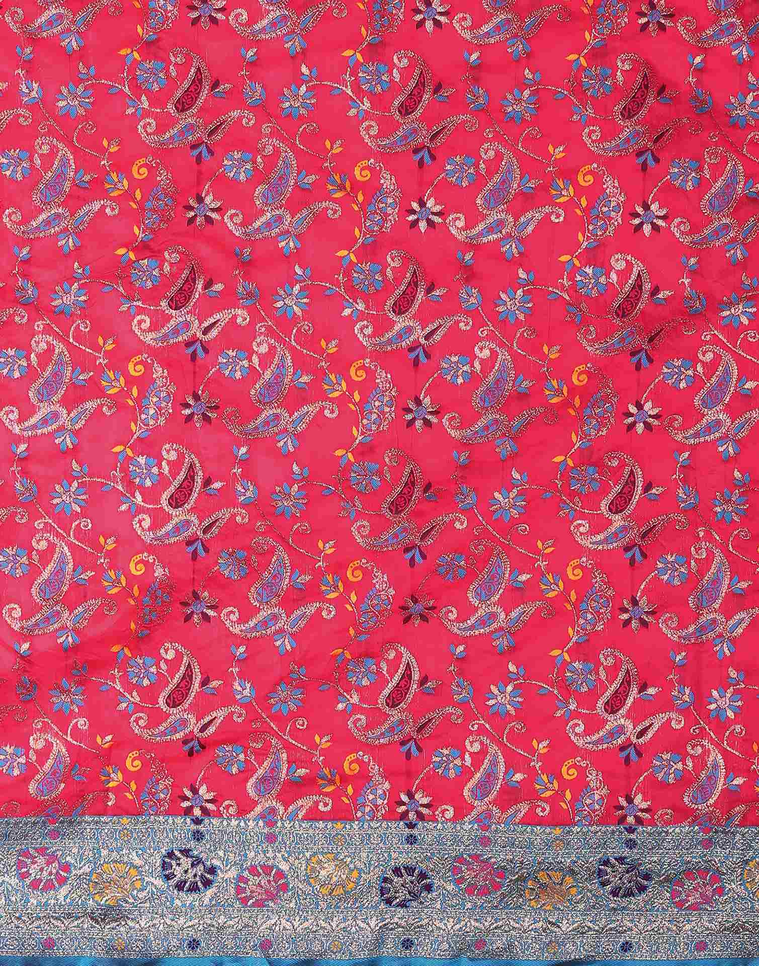 Bright Pink Silk Woven Banarasi Saree