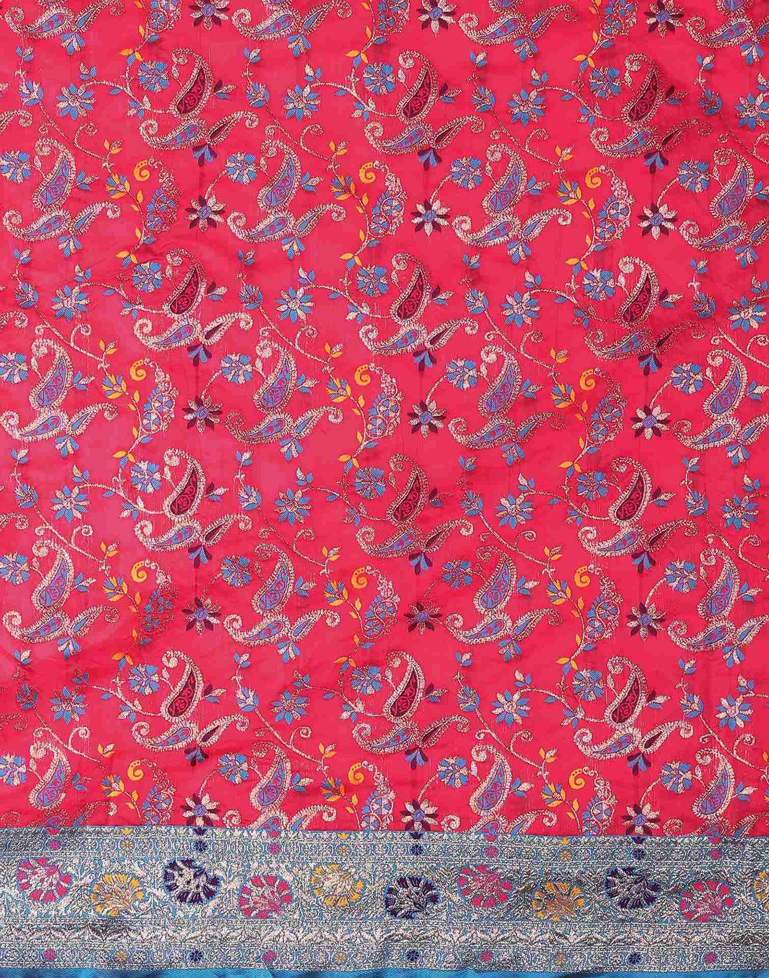 Bright Pink Silk Woven Banarasi Saree