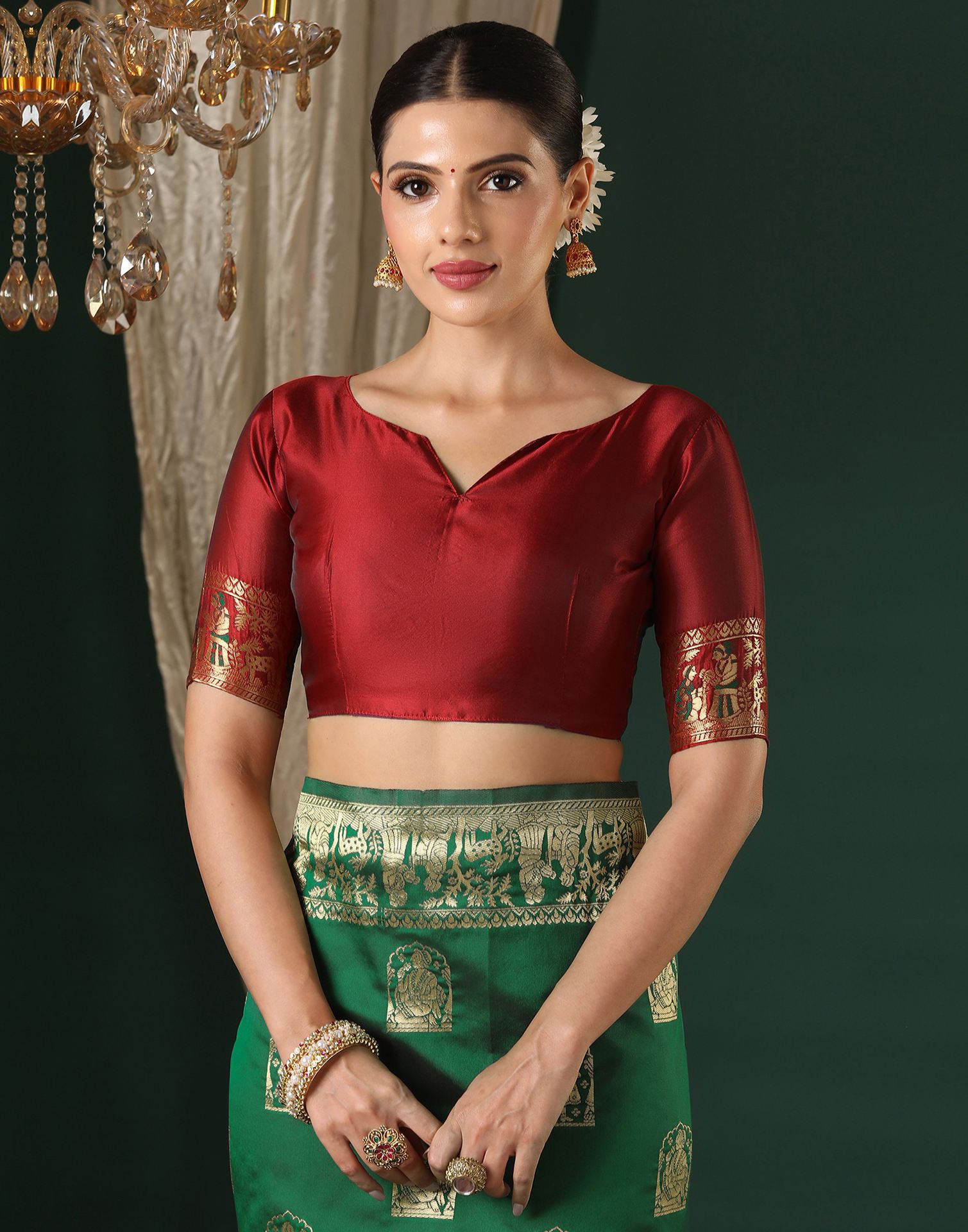 Dark Green Silk Woven Banarasi Saree