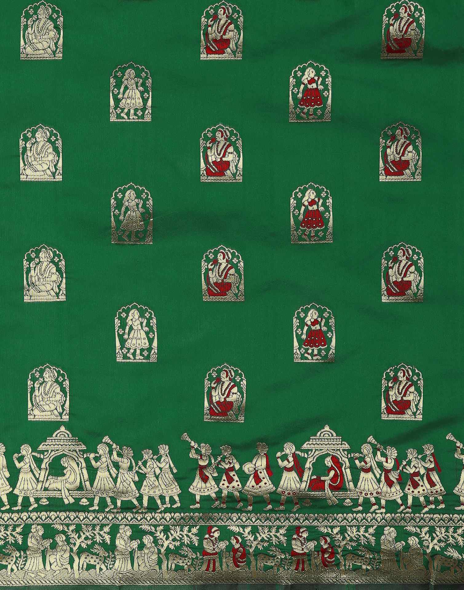 Dark Green Silk Woven Banarasi Saree