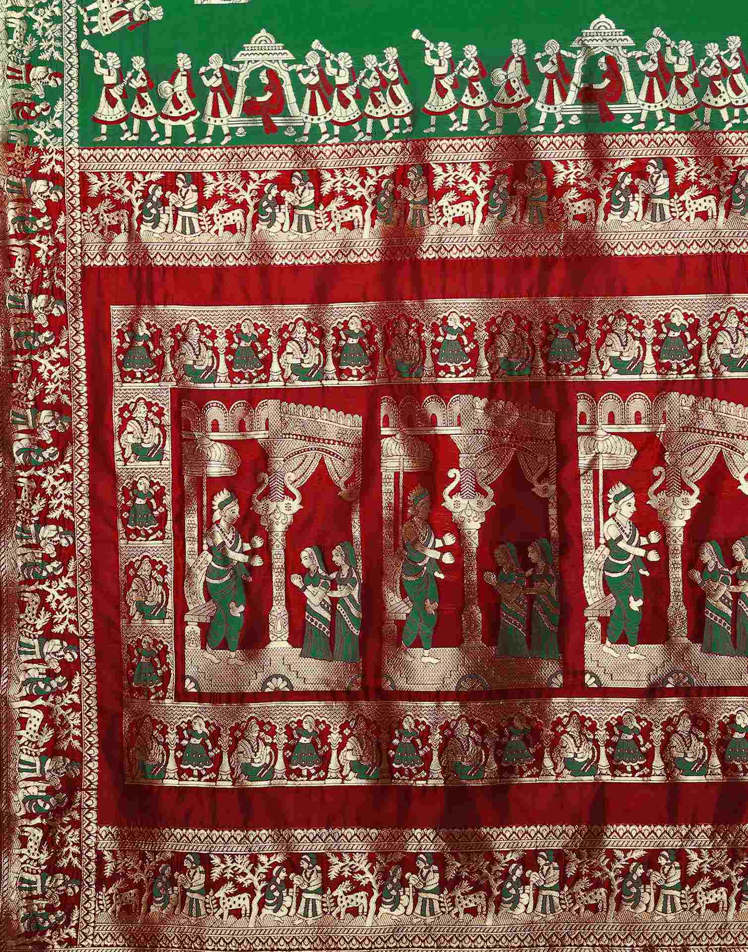 Dark Green Silk Woven Banarasi Saree