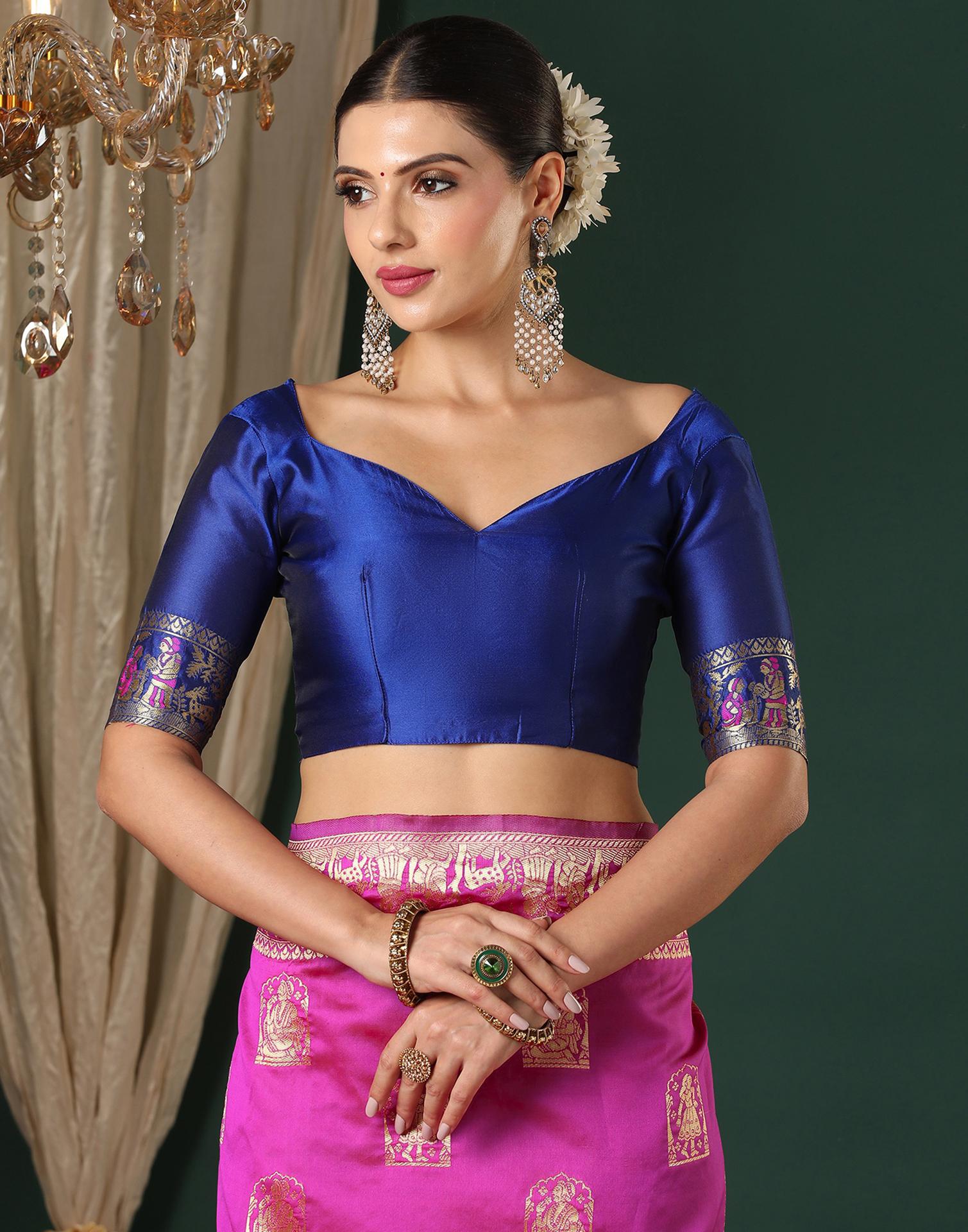 Magenta Silk Woven Banarasi Saree