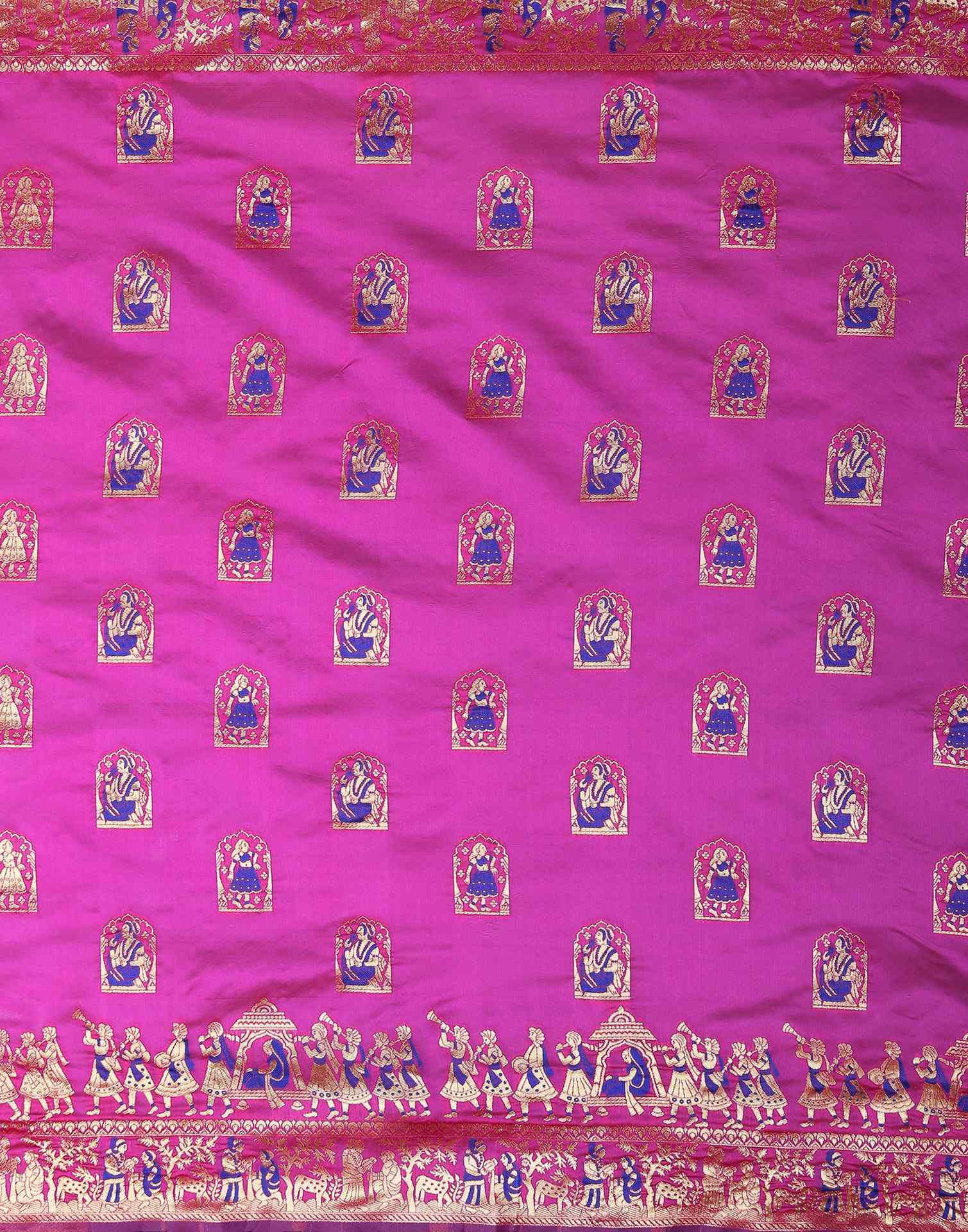 Magenta Silk Woven Banarasi Saree