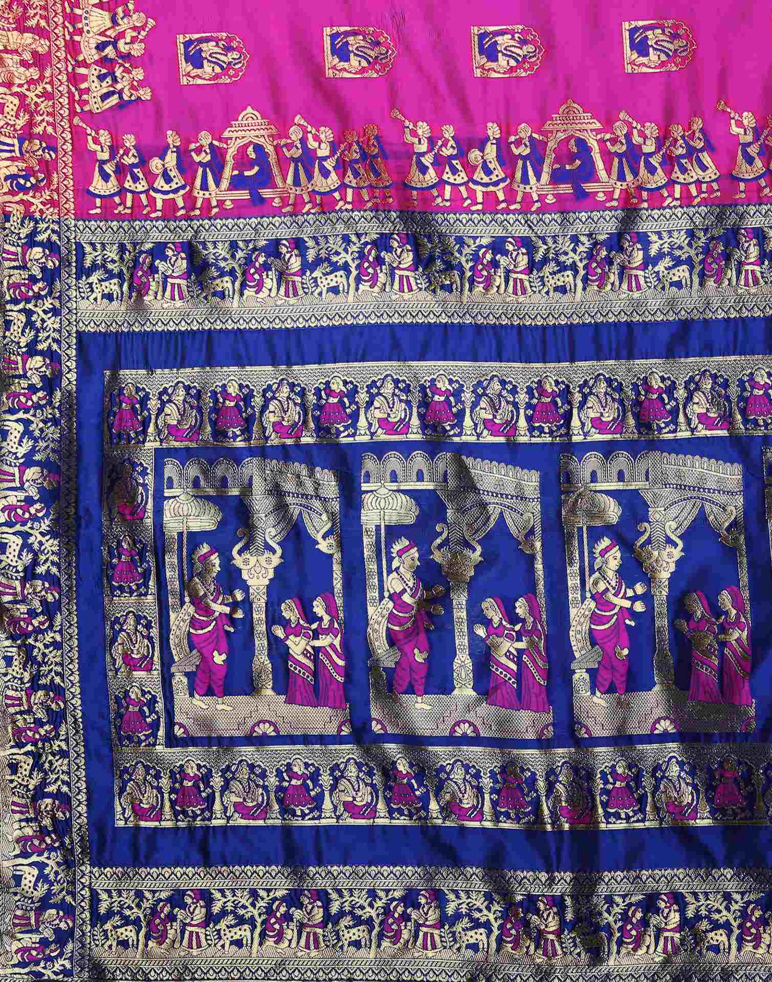 Magenta Silk Woven Banarasi Saree