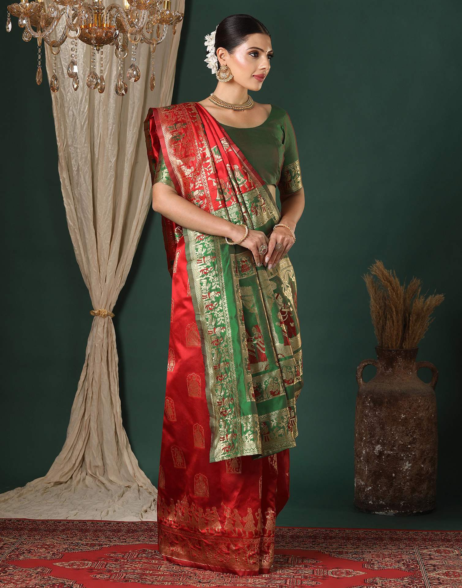 Red Silk Woven Banarasi Saree