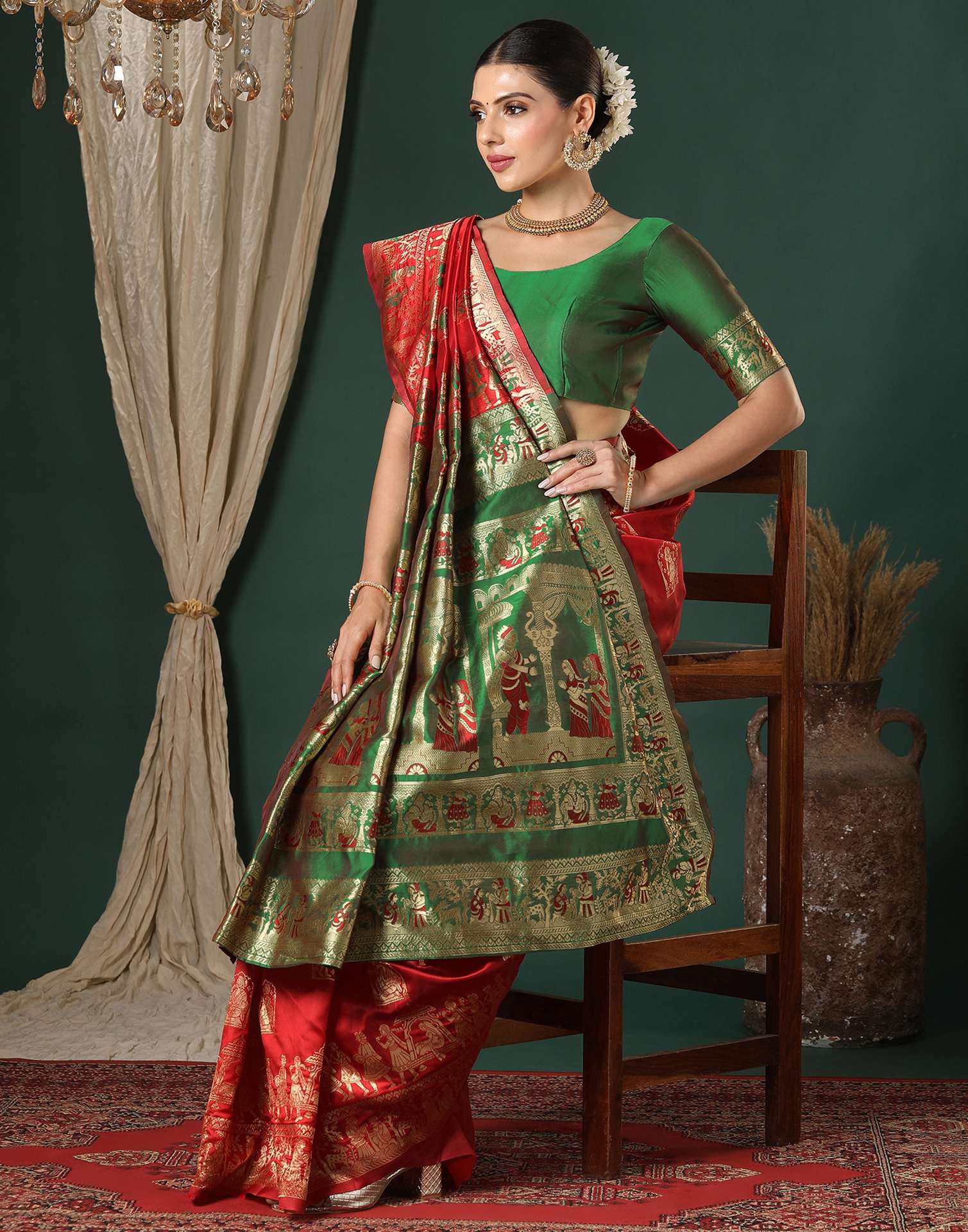 Red Silk Woven Banarasi Saree