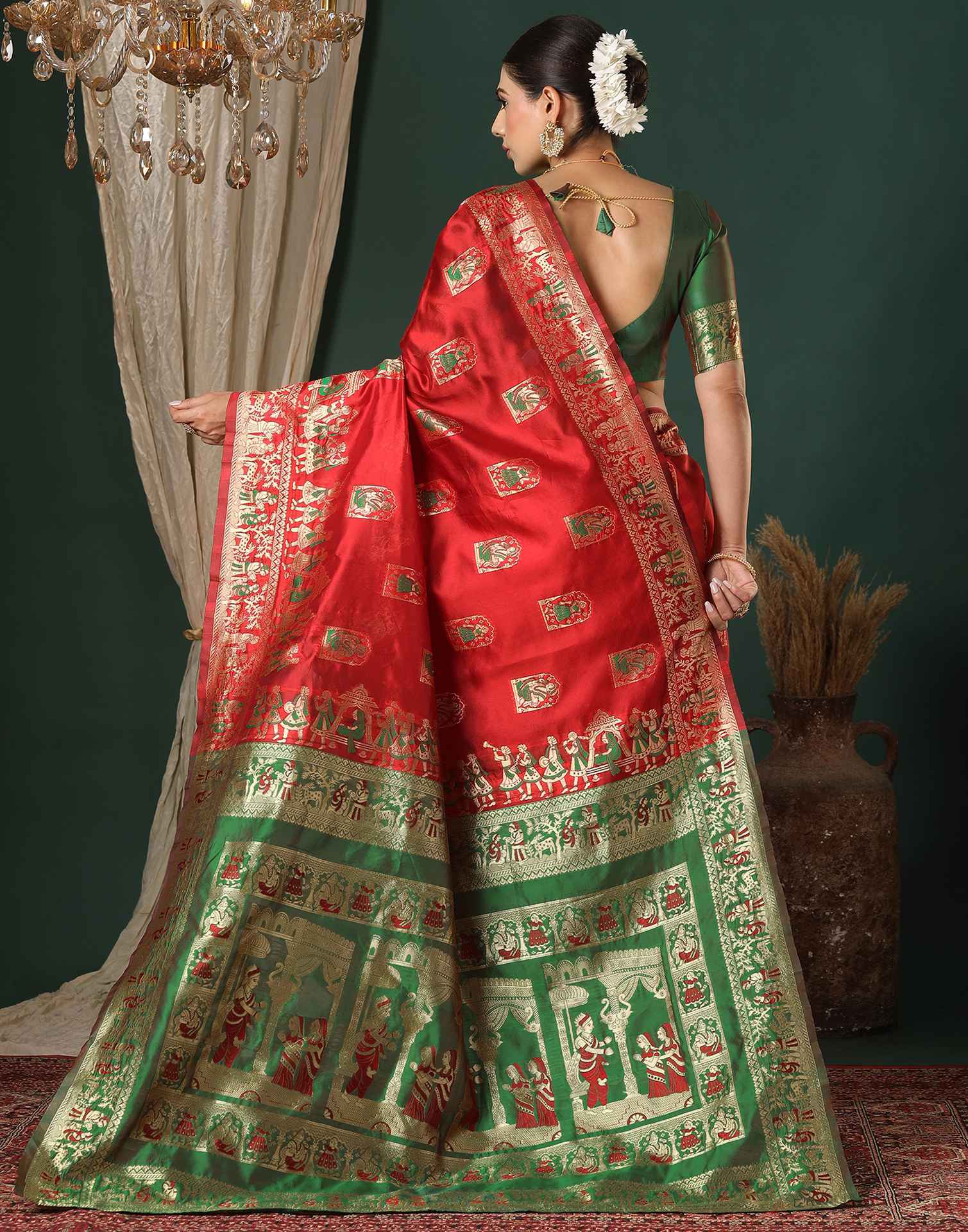 Red Silk Woven Banarasi Saree
