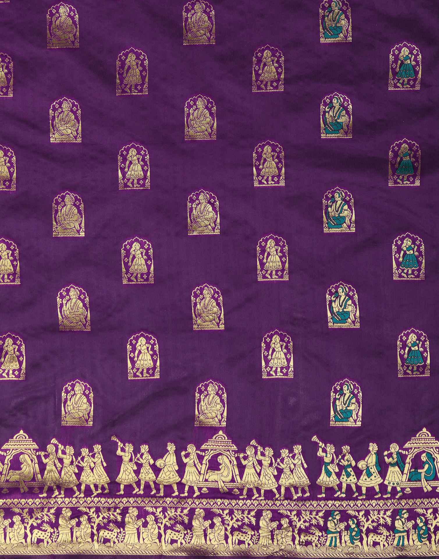 Dark Purple Silk Woven Banarasi Saree