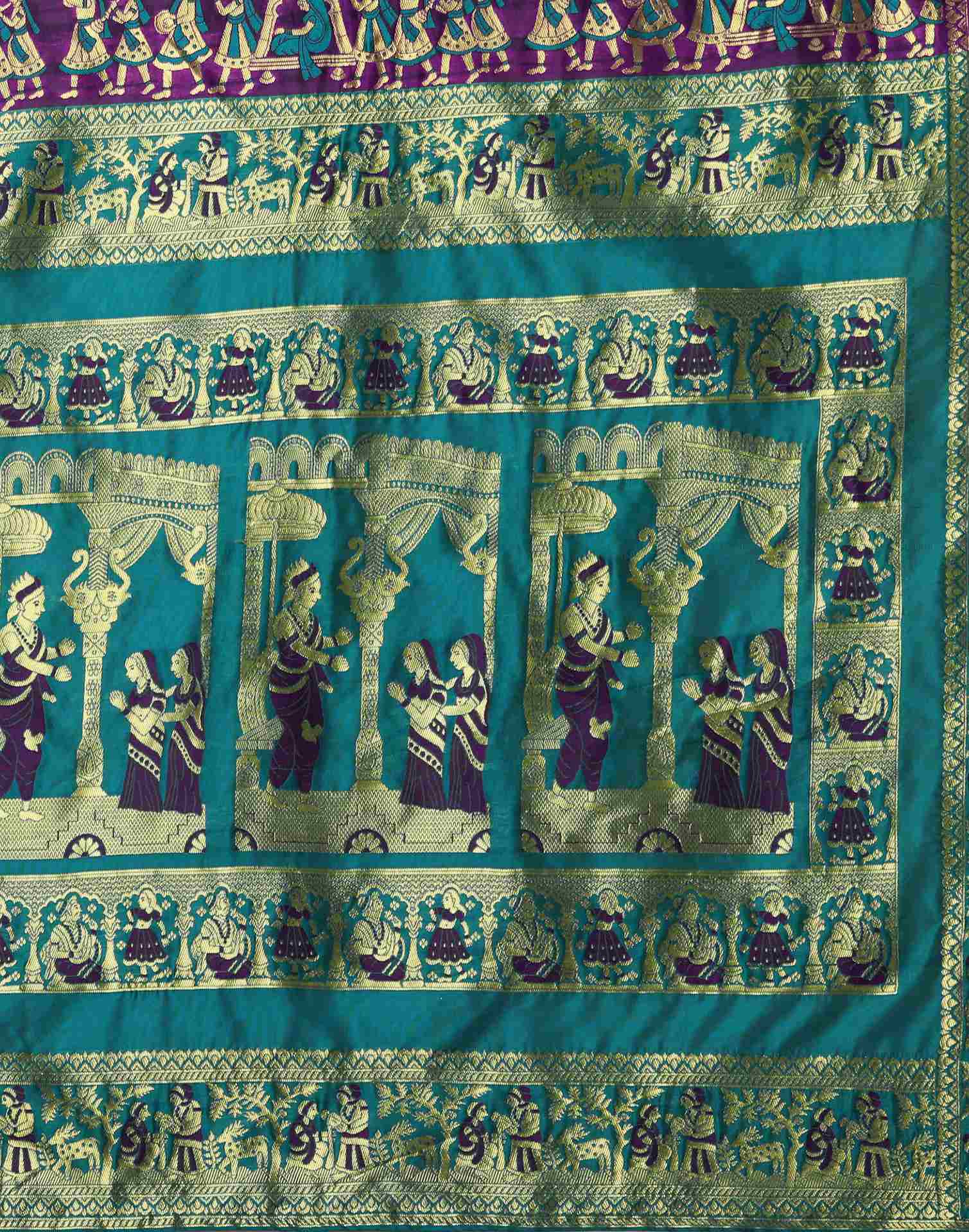 Dark Purple Silk Woven Banarasi Saree