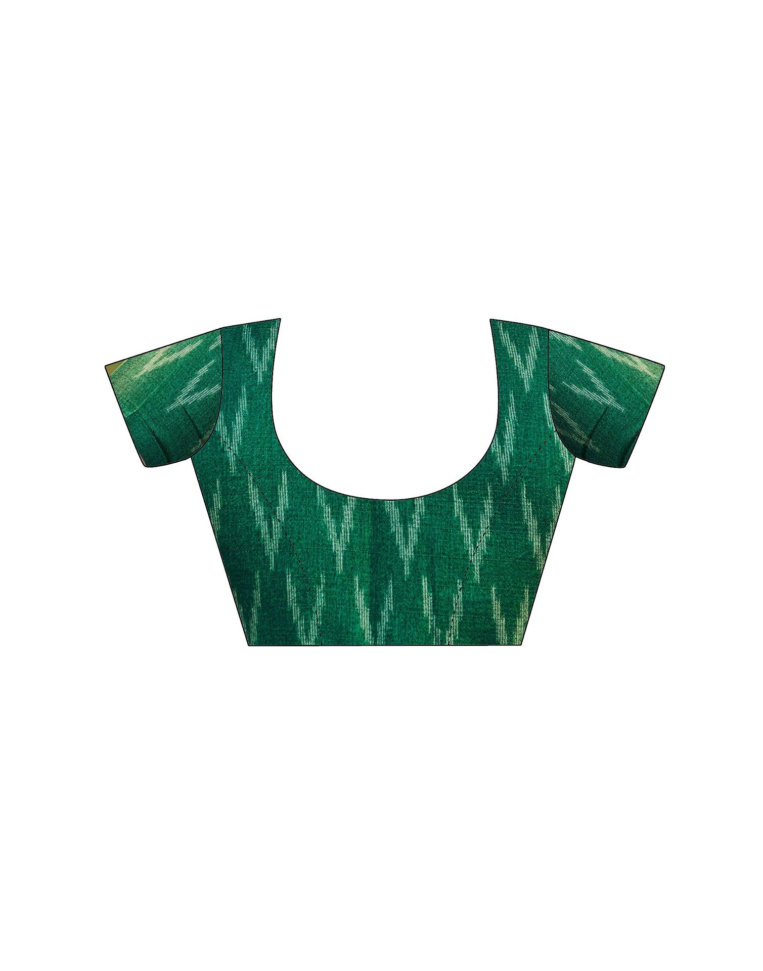 Green Cotton Blend Ikkat Printed Saree
