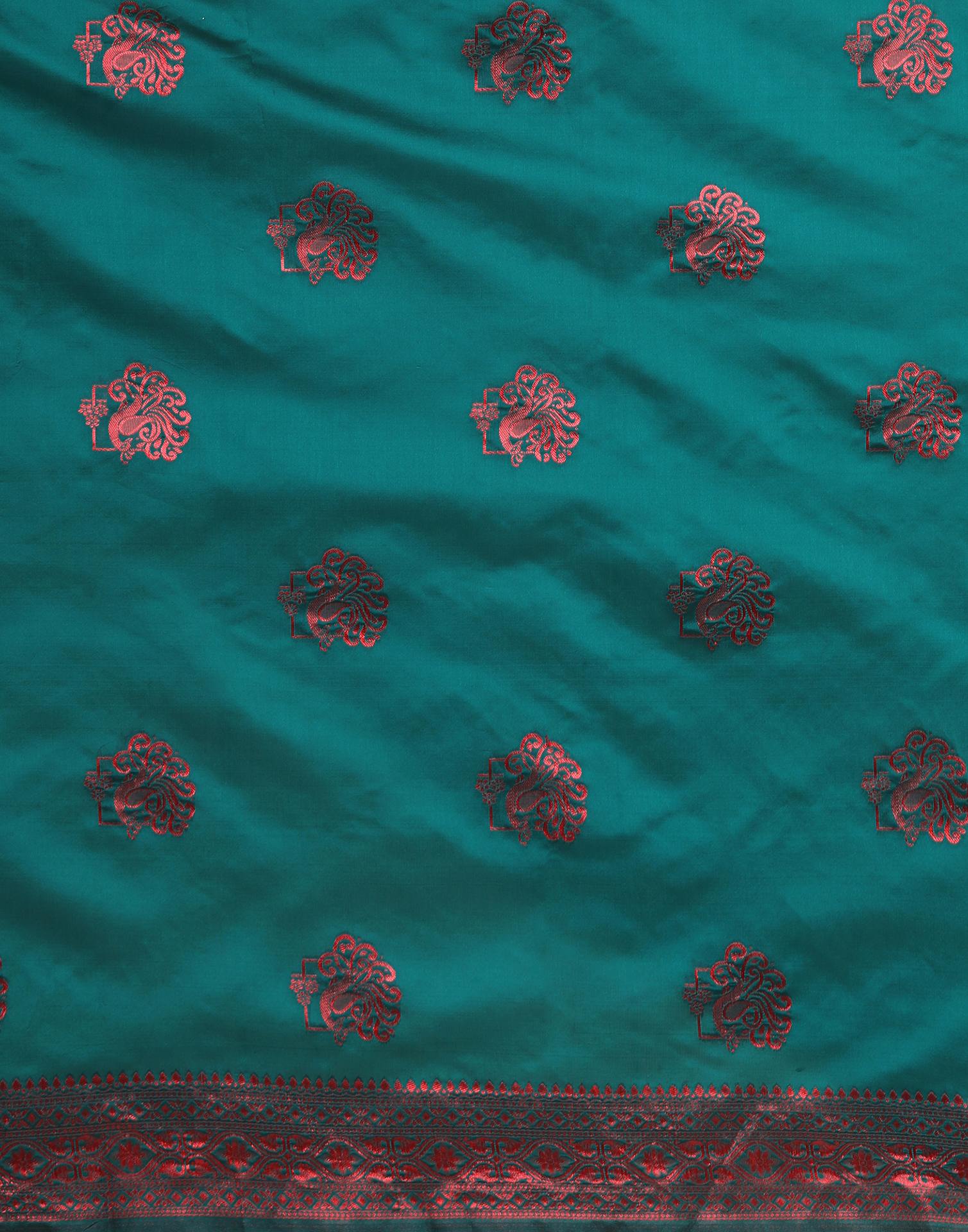 Rama Green Silk Woven Saree