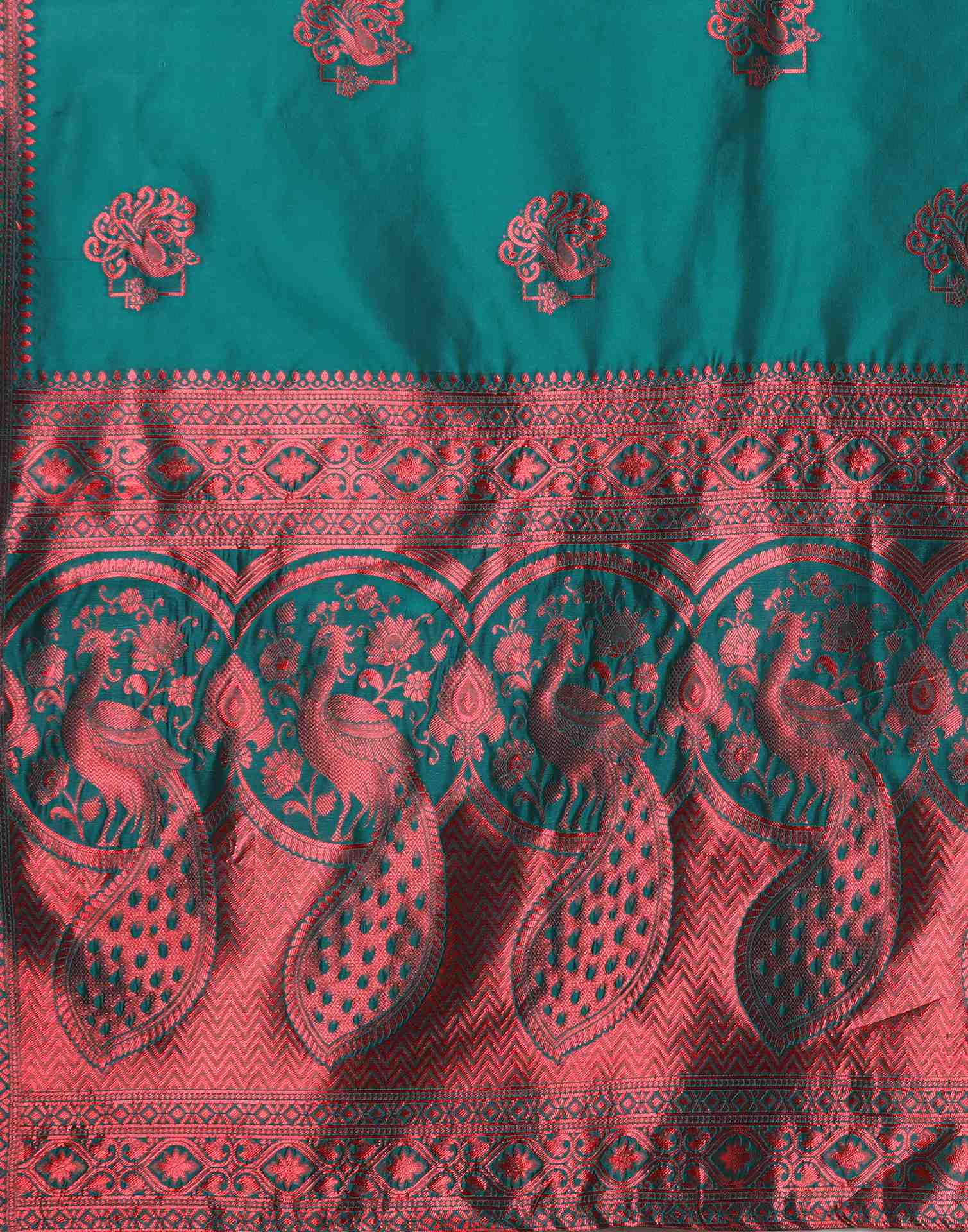 Rama Green Silk Woven Saree