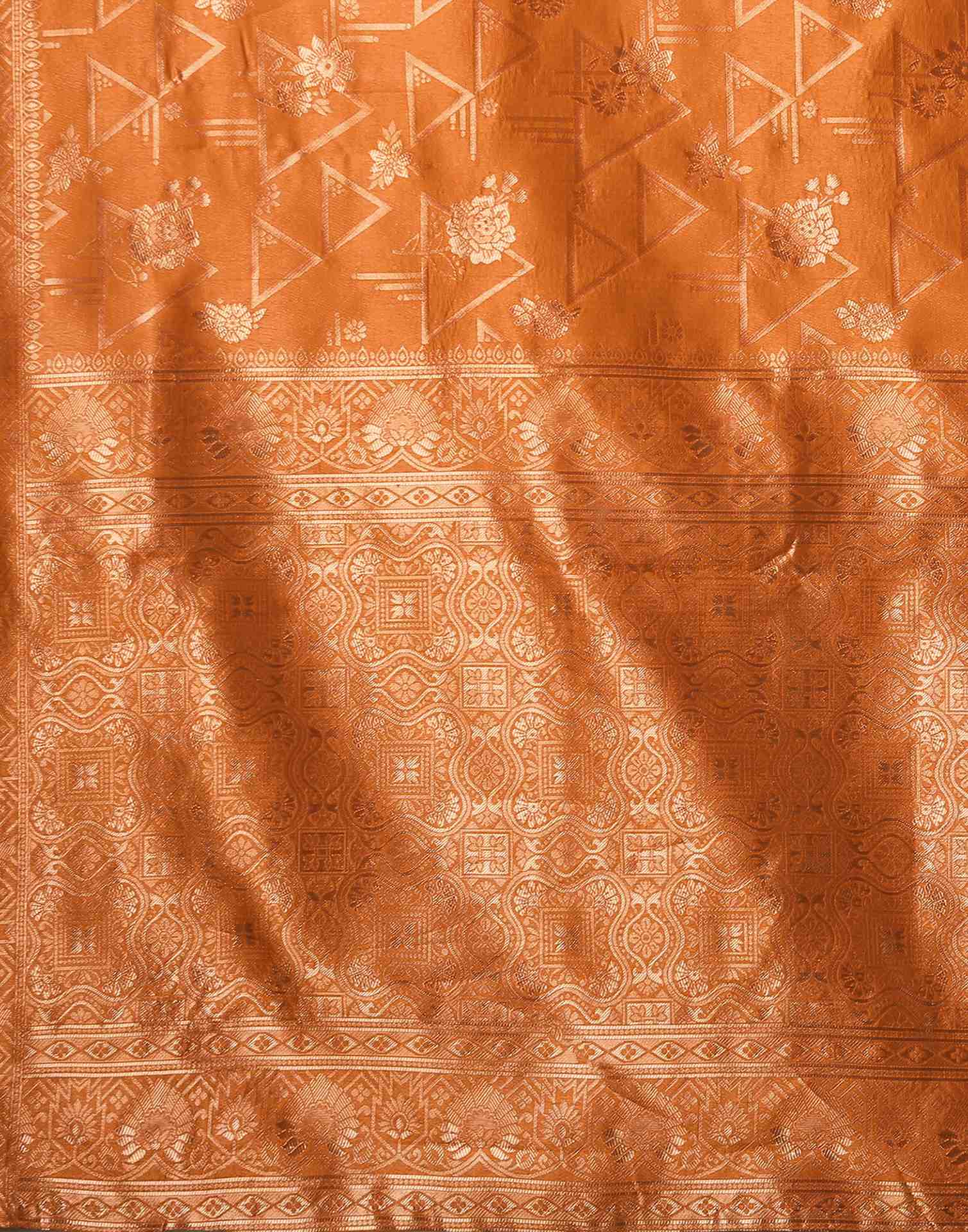 Dusty Orange Silk Woven Saree