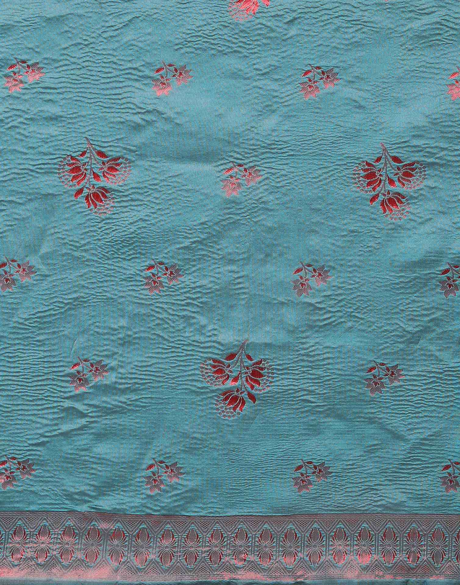 Teal Blue Silk Woven Saree
