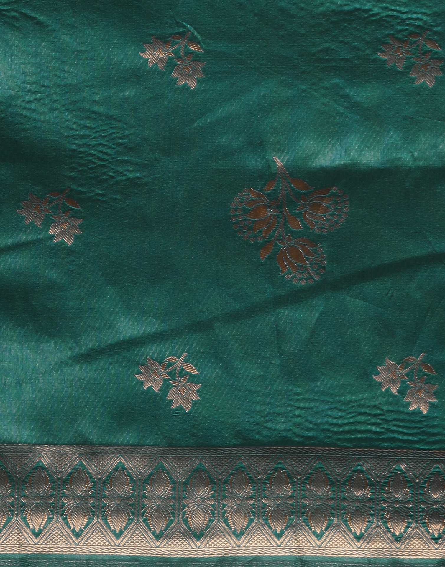 Teal Green Silk Woven Saree
