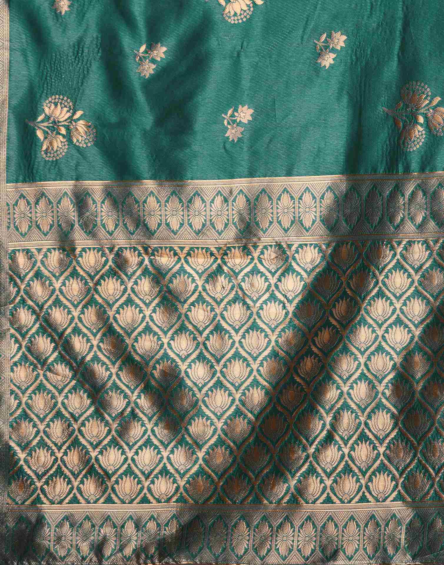 Teal Green Silk Woven Saree