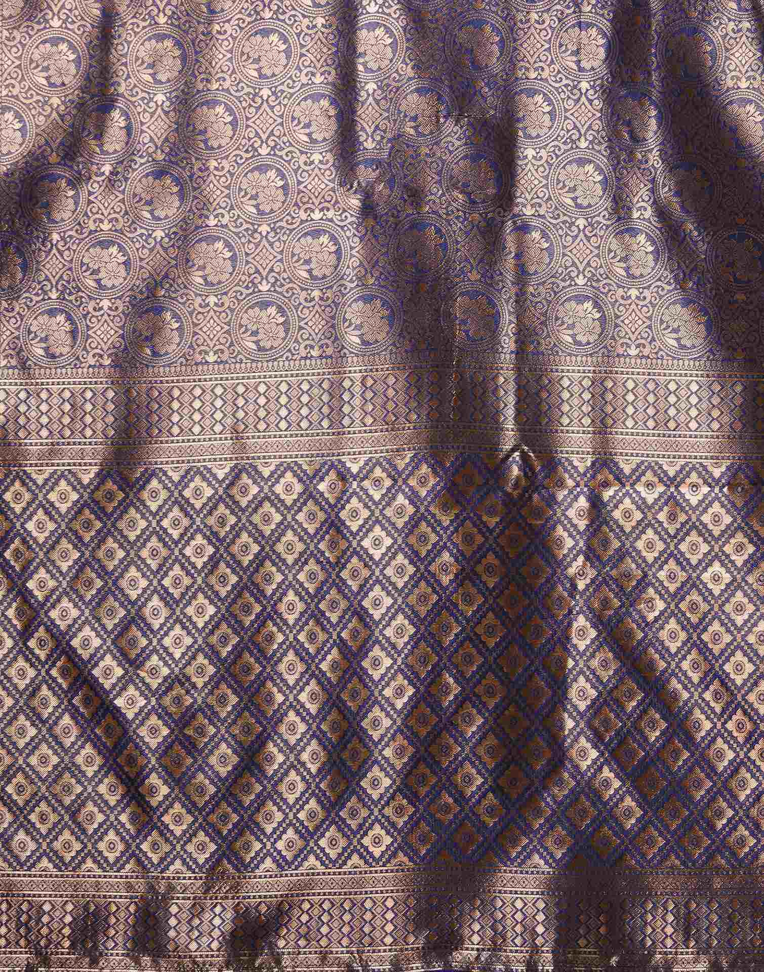 Navy Blue Silk Woven Saree