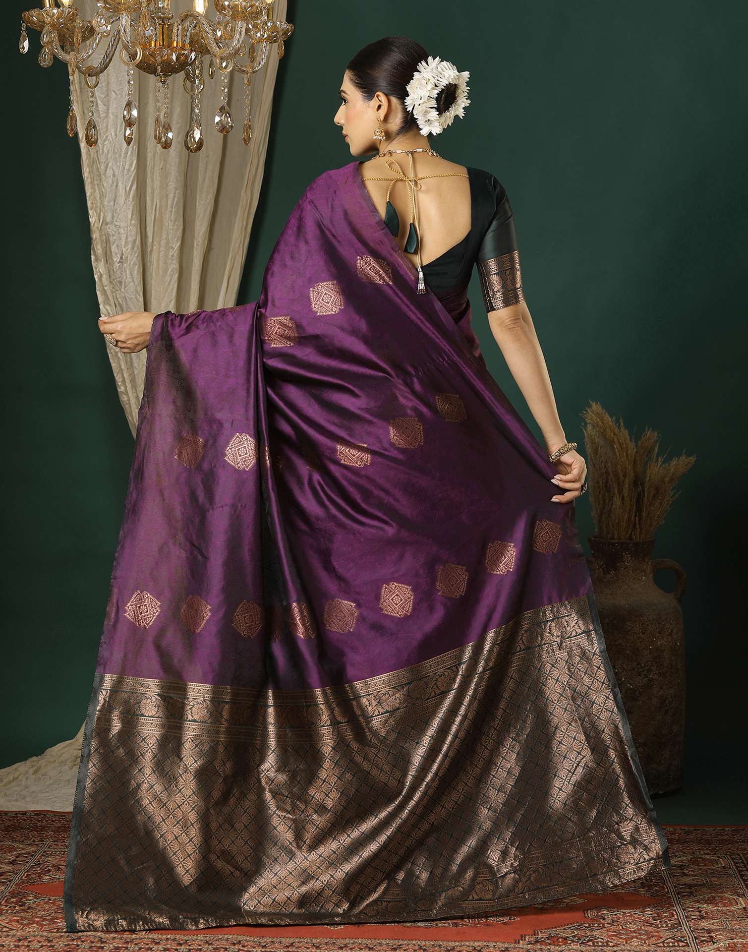 Dark Purple Silk Woven Saree