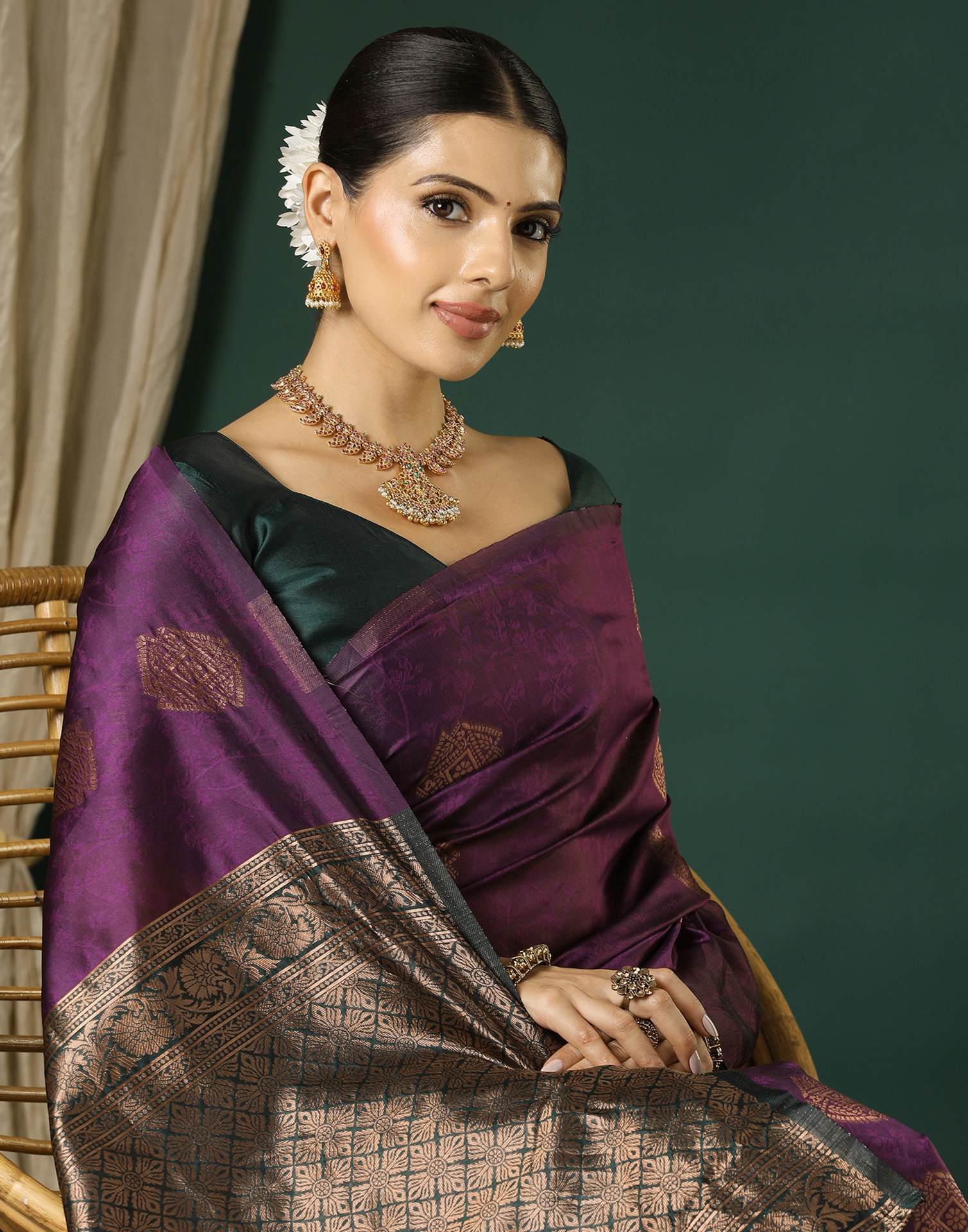 Dark Purple Silk Woven Saree