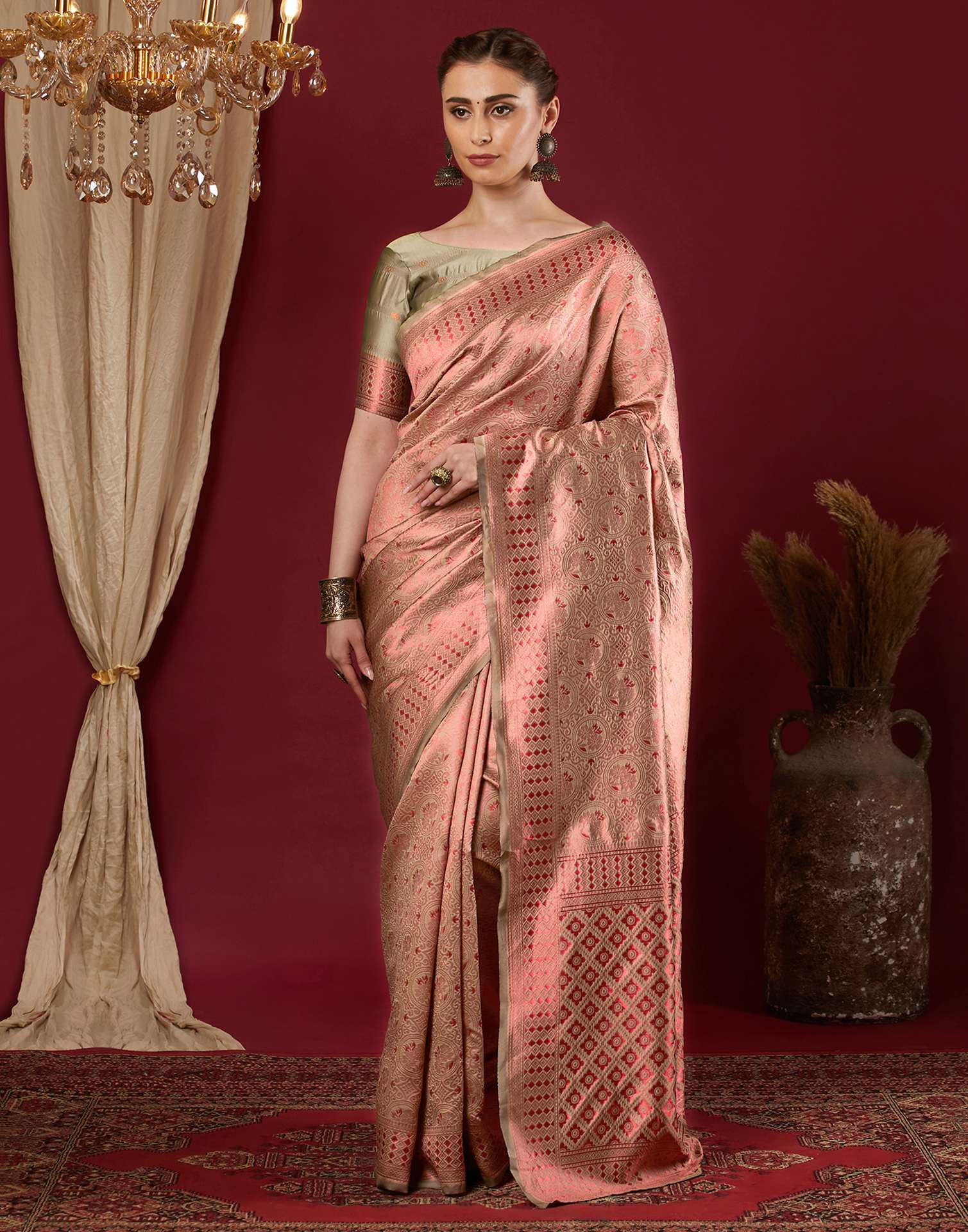 Red Silk Woven Saree