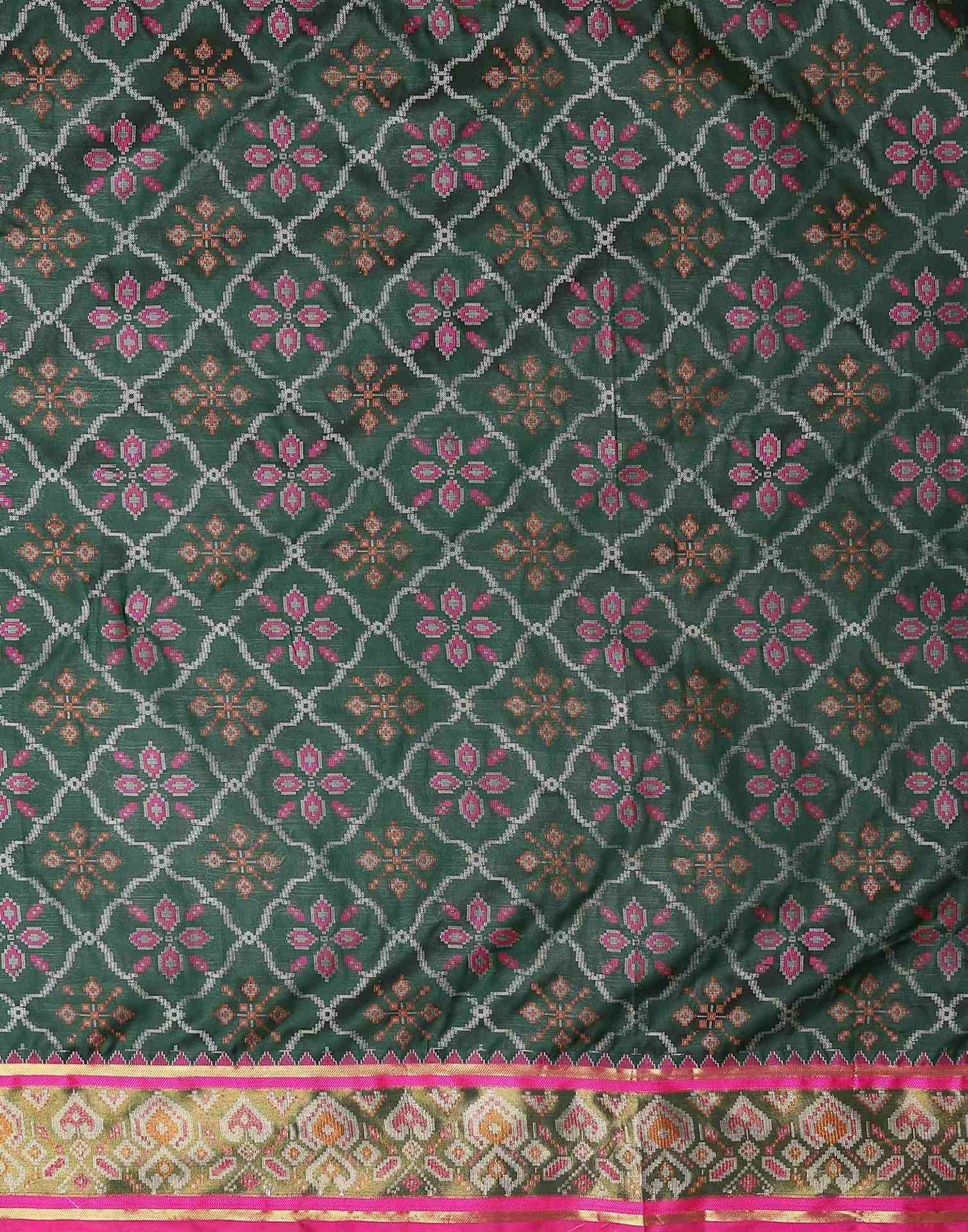 Dark Green Silk Patola Woven Saree