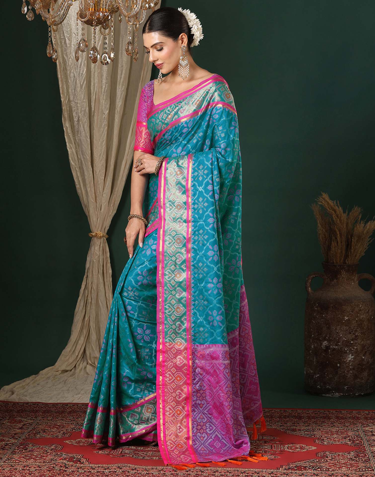 Blue Silk Patola Woven Saree