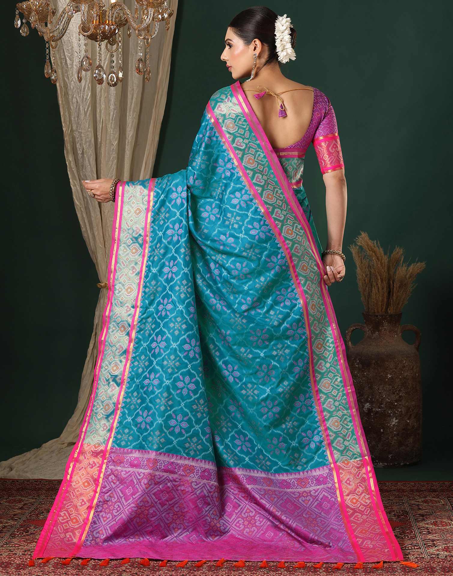 Blue Silk Patola Woven Saree