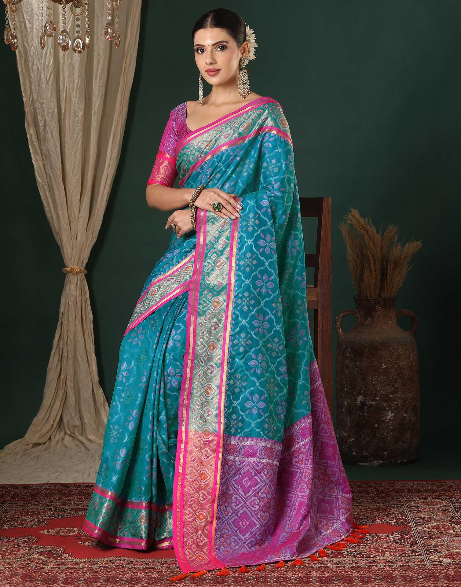 Blue Silk Patola Woven Saree