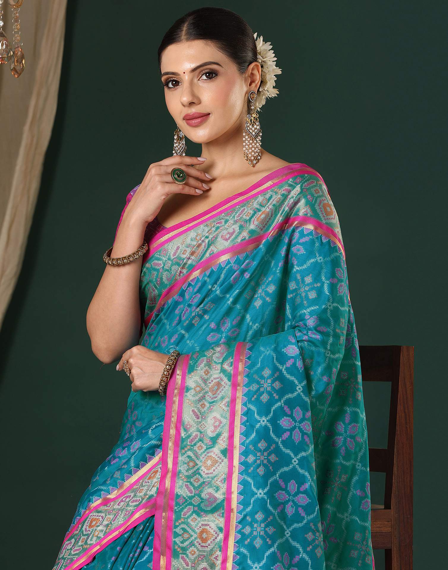 Blue Silk Patola Woven Saree